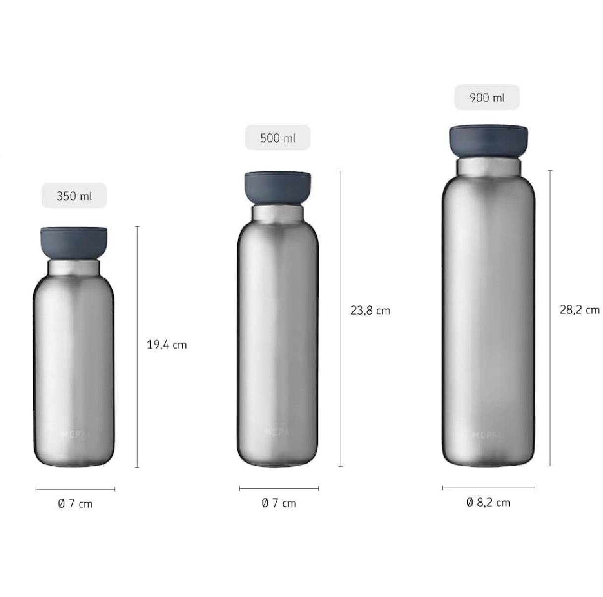 Mepal - Isolierflasche Ellipse - Doppelwandige Thermo Wasserflasche - Thermosflasche für Unterwegs - 9 Stunden heiß & 12 Stunden kalt - Edelstahl