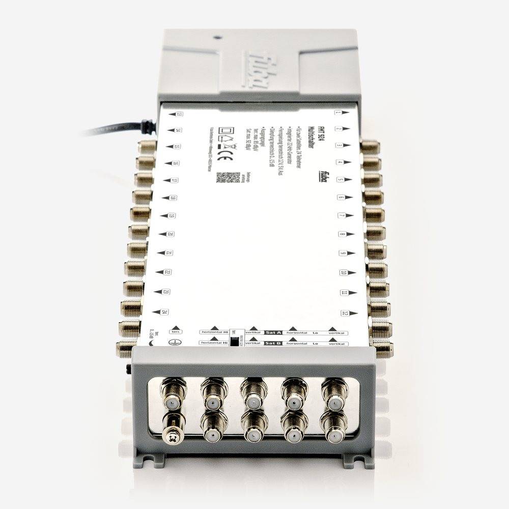 Fuba FMT 924 Multischalter 9/24 - SAT Multischalter 24 Teilnehmer/Receiver/TV für 2 Satelliten mit Energiesparnetzteil - Multiswitch Quattro- und