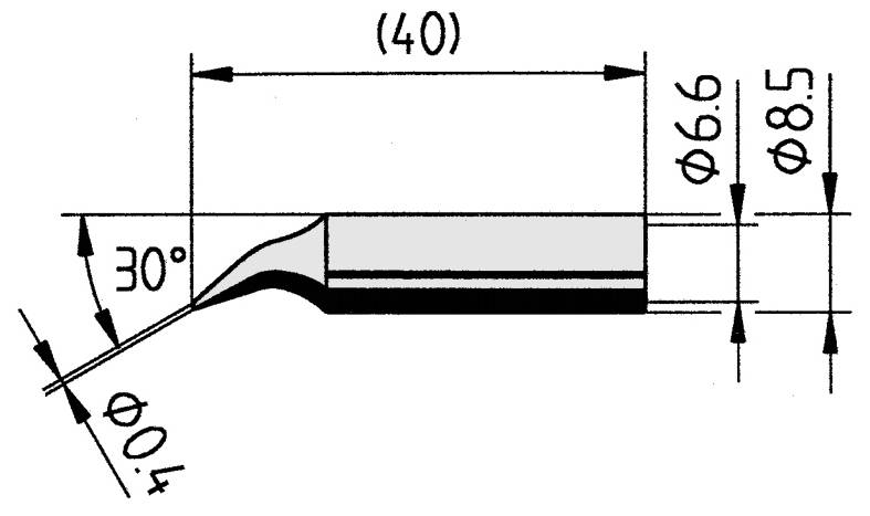 Lötspitze abgewinkelt, bleistiftspitz, 0,4 mm, 0842ID