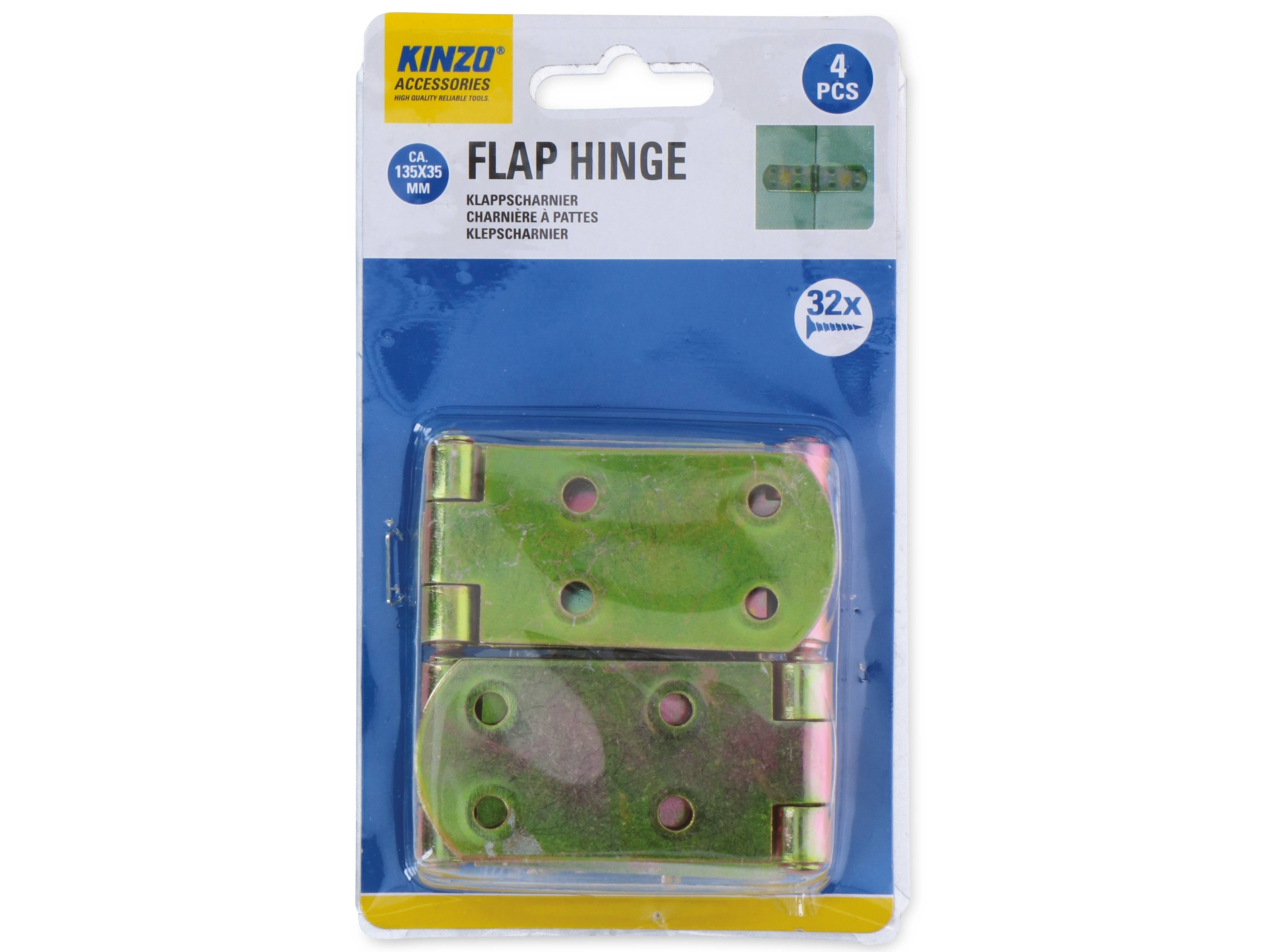 KINZO Klappscharnier-Set, 4 Stück, 135x35 mm, 32 Schrauben
