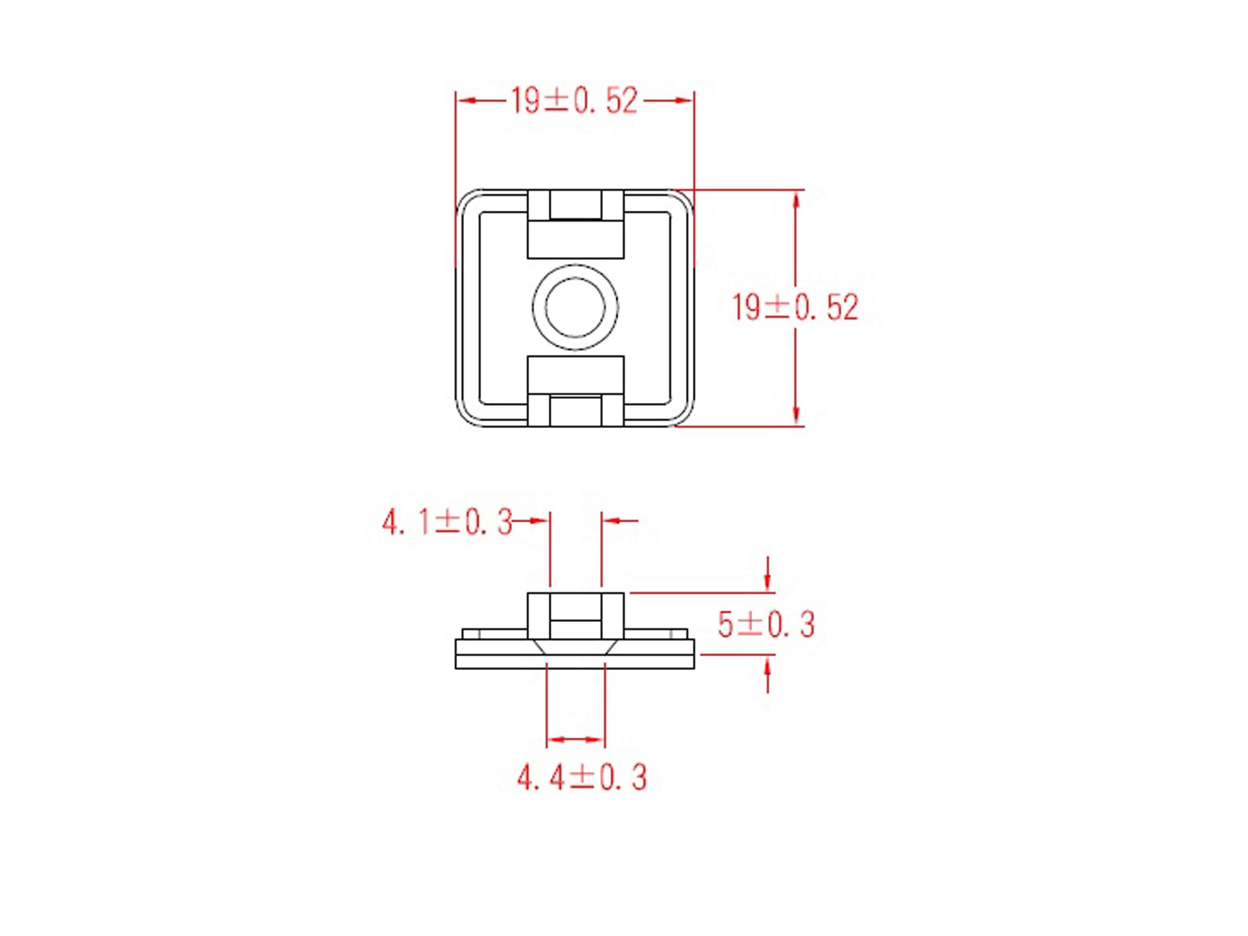 KSS Befestigungssockel selbstklebend Polyamid 6.6, Natur, L=19, B=19, 1 Stück