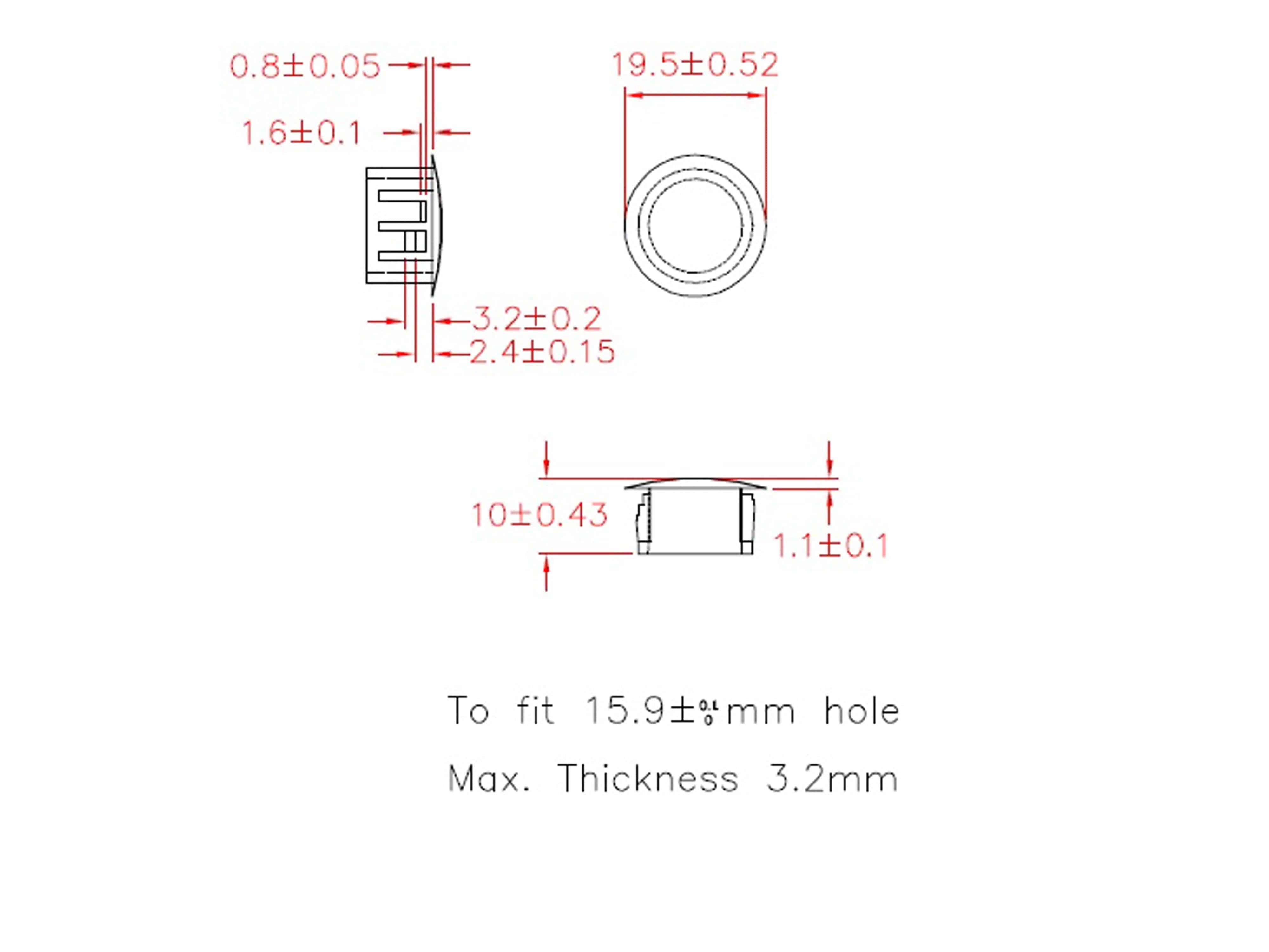 KSS Lochabdeckung Polyamid 6.6, schwarz, für Loch 15,9, Abdeckung-Ø 19,5, 1 Stück