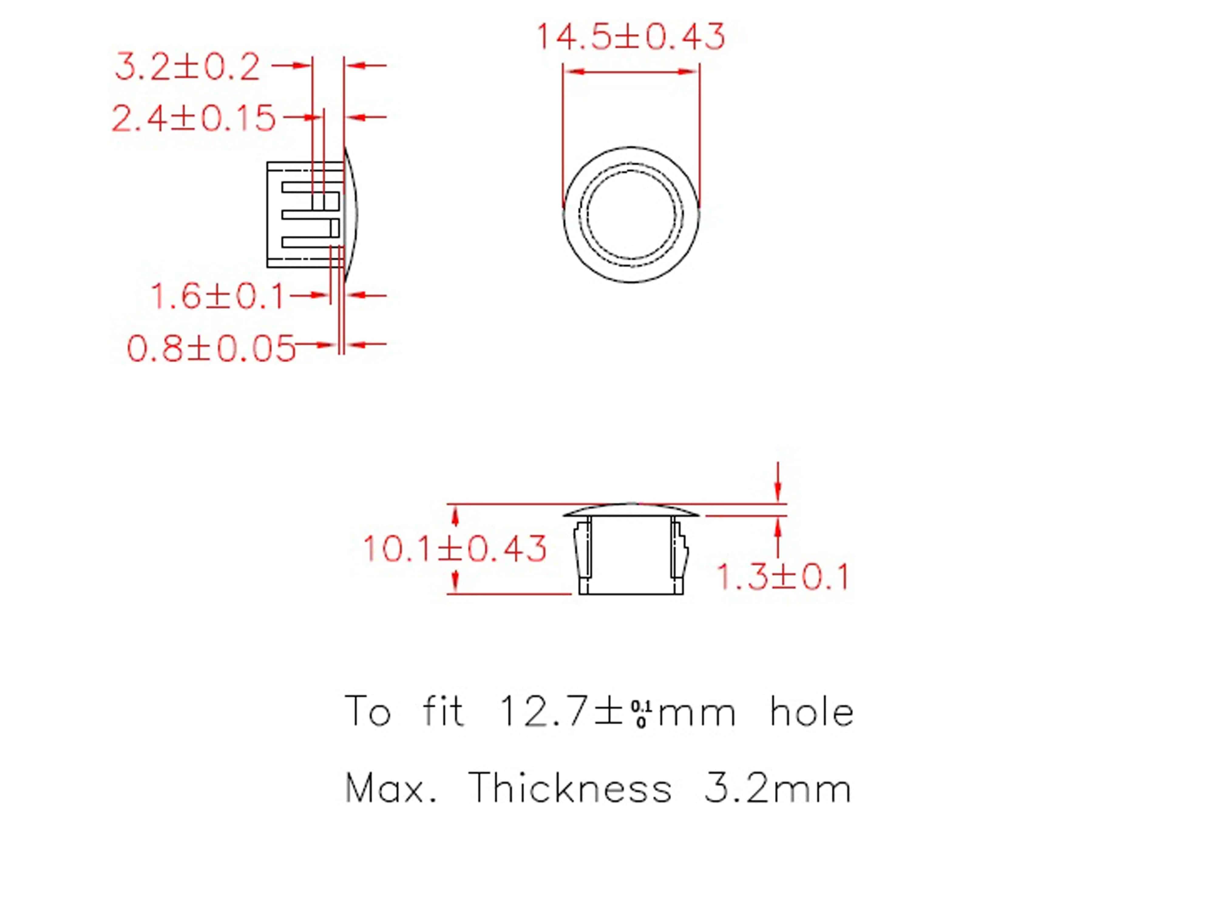 KSS Lochabdeckung Polyamid 6.6, schwarz, für Loch 12,7, Abdeckung-Ø 14,5, 1 Stück