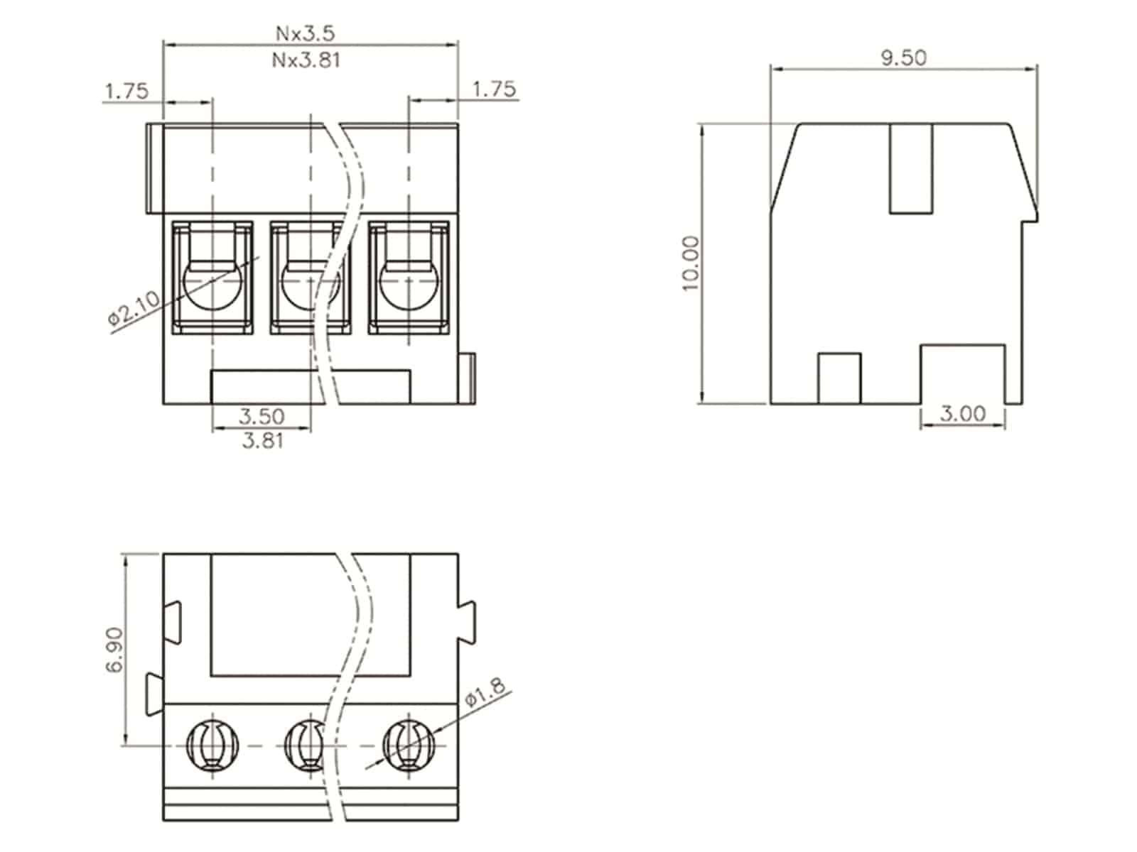 DEGSON Klemmleiste, DG333K-3.5-05P-12-00AH, 5 polig blau