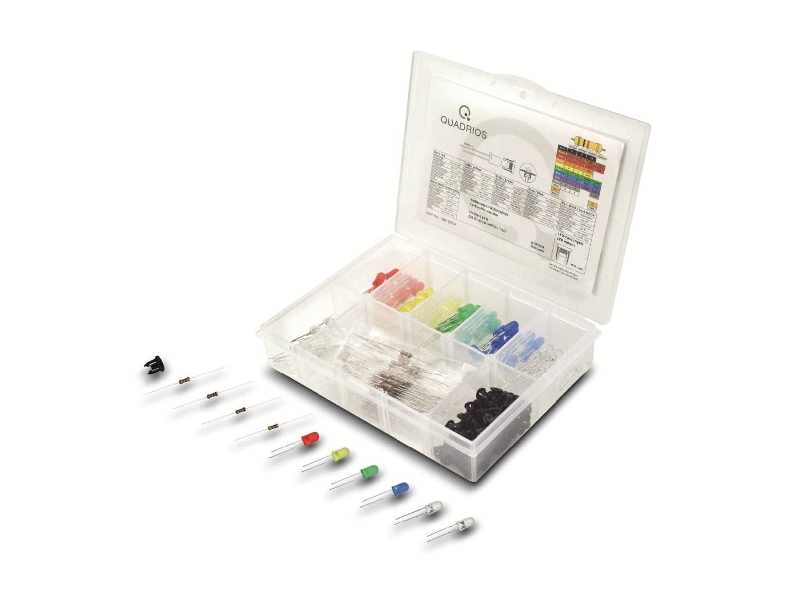 QUADRIOS 1801O004, LED Sortiment 5 mm Vorwiderstände Fassungen Bunt 280 tlg
