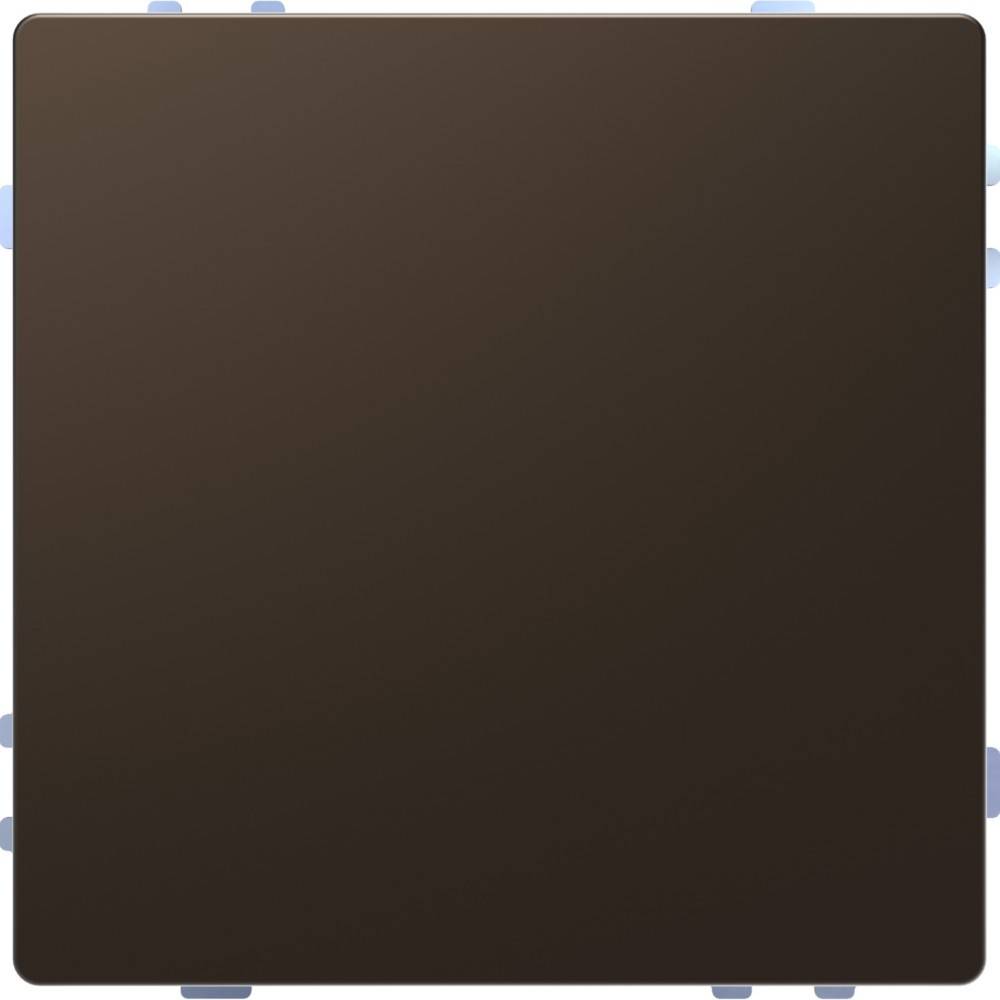 Ein massiver dunkelbrauner Quadrat mit abgerundeten Ecken, umgeben von einem teilweisen Muster aus hellblauen Formen.