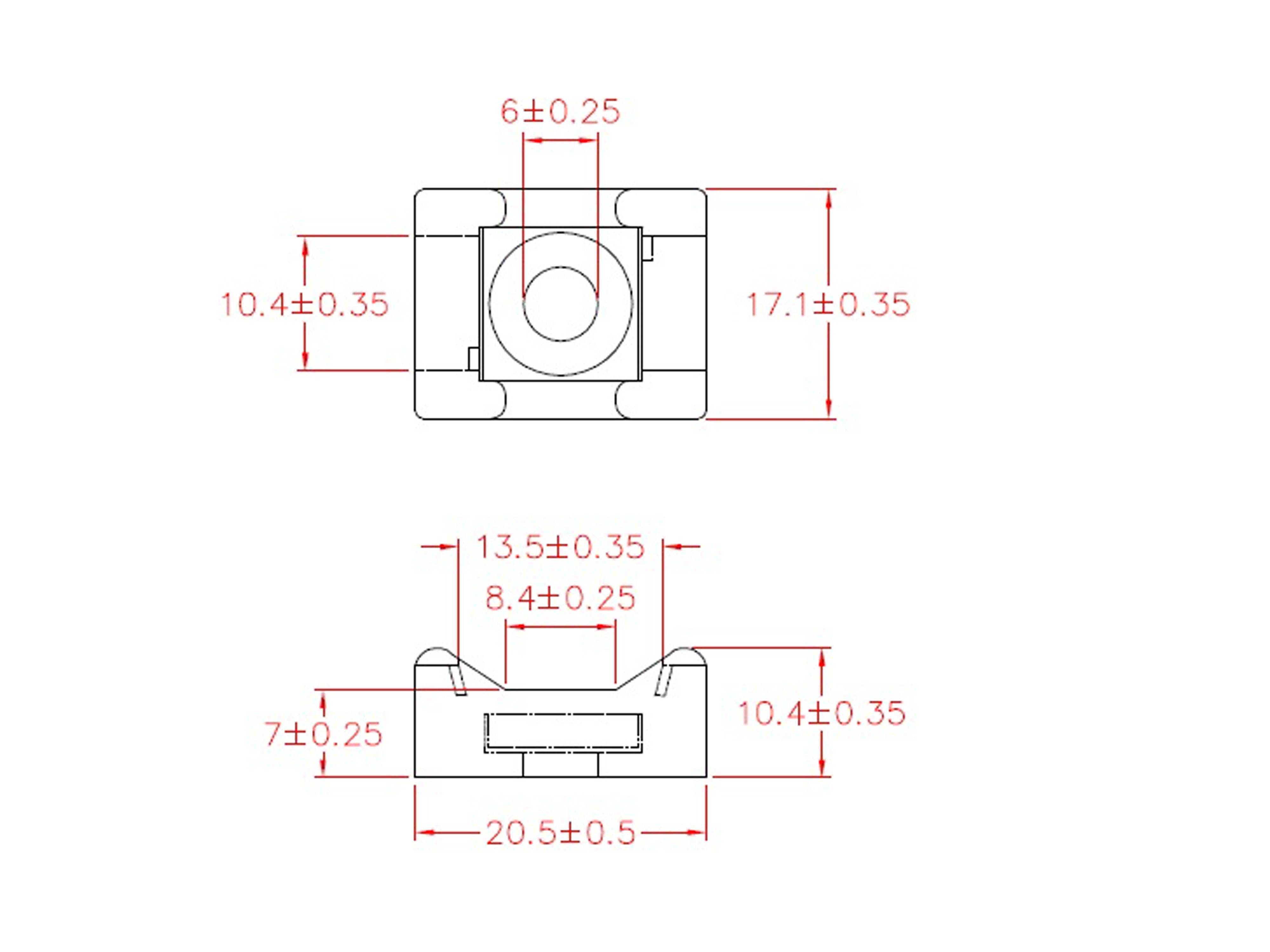 KSS Befestigungssockel schraubbar Polyamid 6.6, Natur, Befestigungsloch 6, L=20,5, B=17,1, 1 Stück