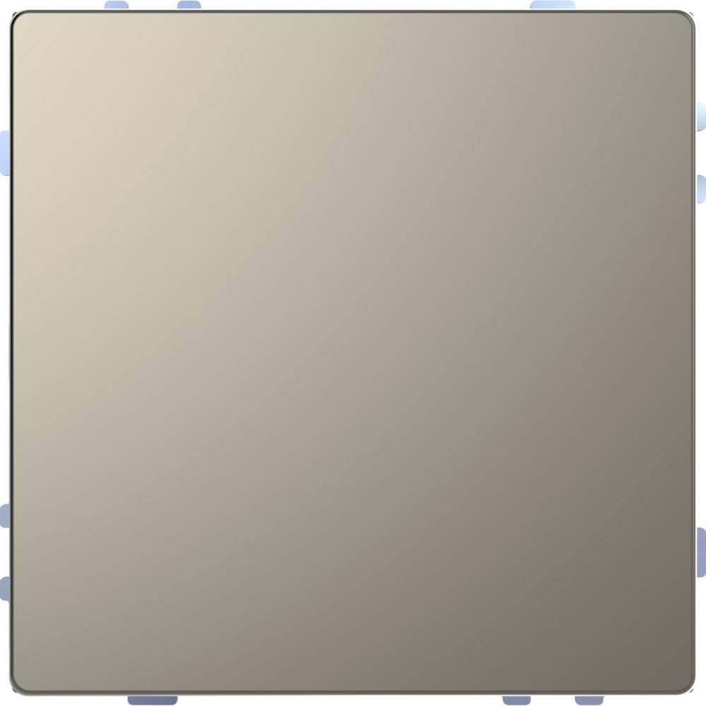Ein schlichter quadratischer Spiegel, der eine neutrale Beige-Farbe reflektiert, umrahmt von einem Rand mit dezenten blauen und weißen Karomustern.