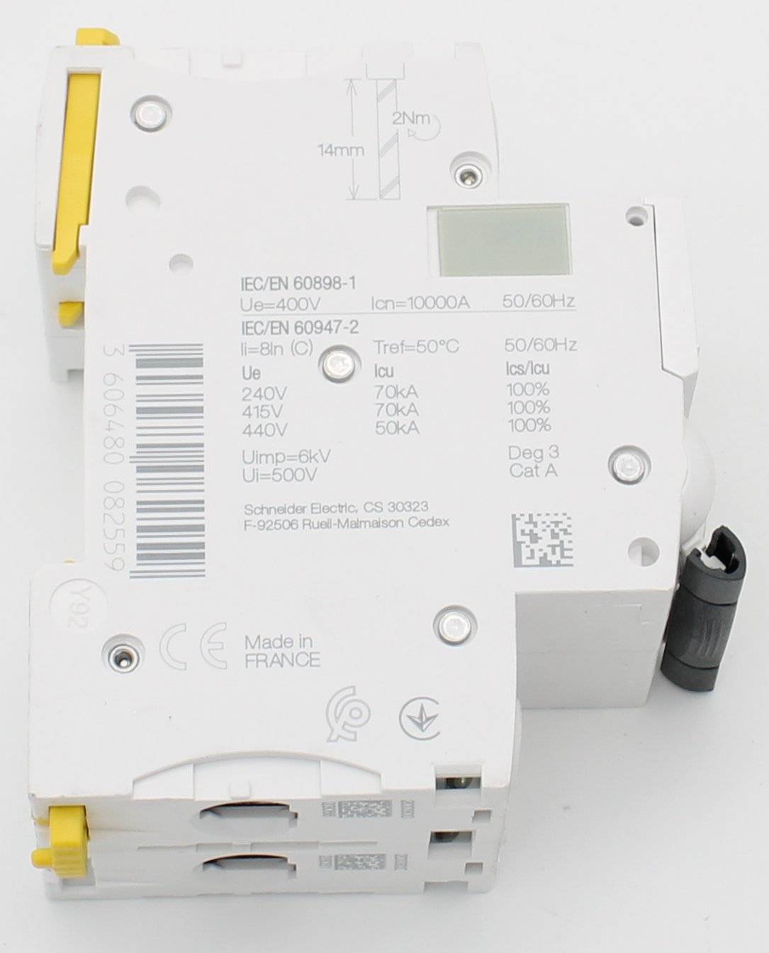 A9F84201 - Schneider Electric - Schutzschalter Acti9 iC60H, 2P, 1A, C curve, 10000A (IEC/EN 60898-1), 70kA (IEC/EN 60947-2)