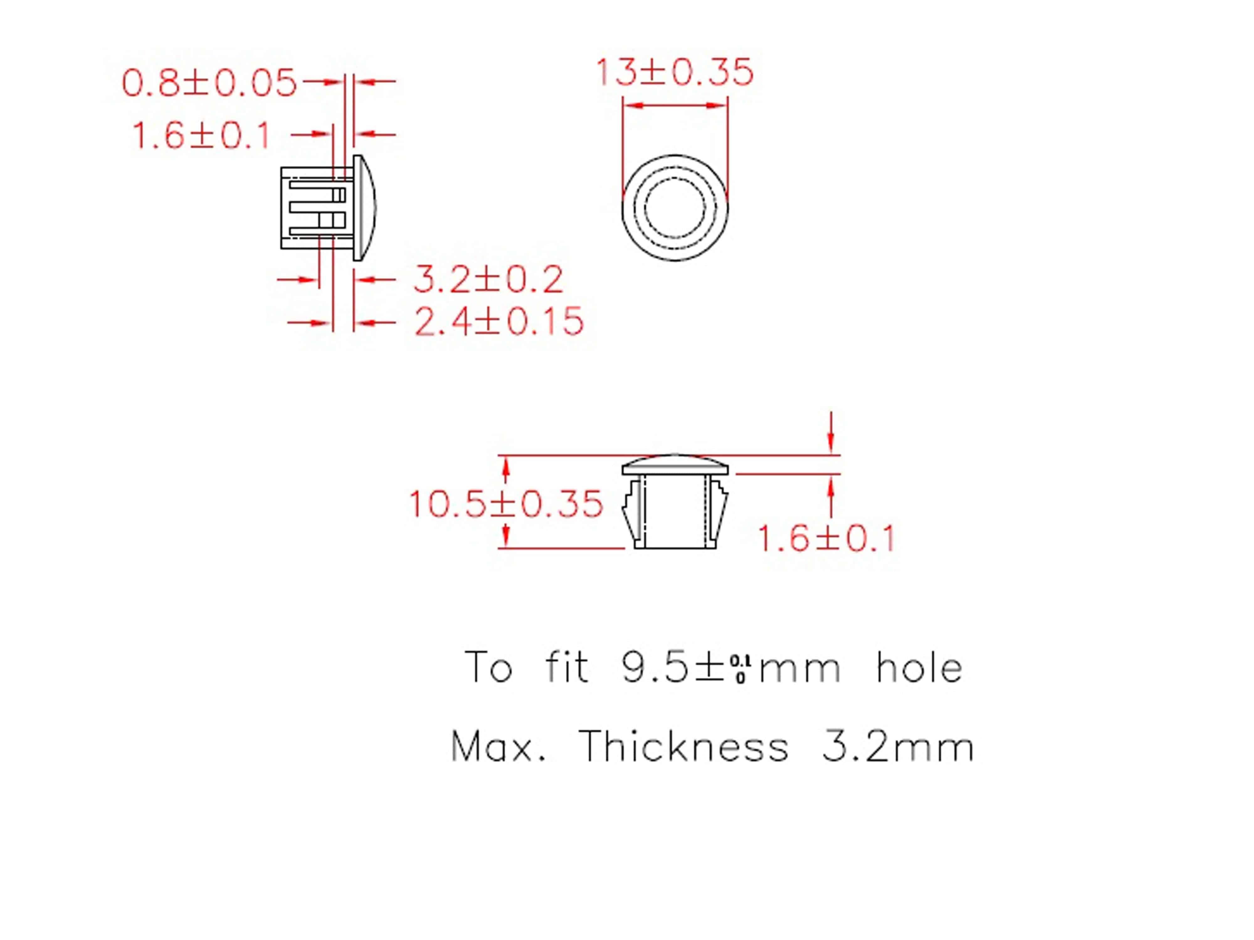KSS Lochabdeckung Polyamid 6.6, schwarz, für Loch 9,5, Abdeckung-Ø 13, 1 Stück
