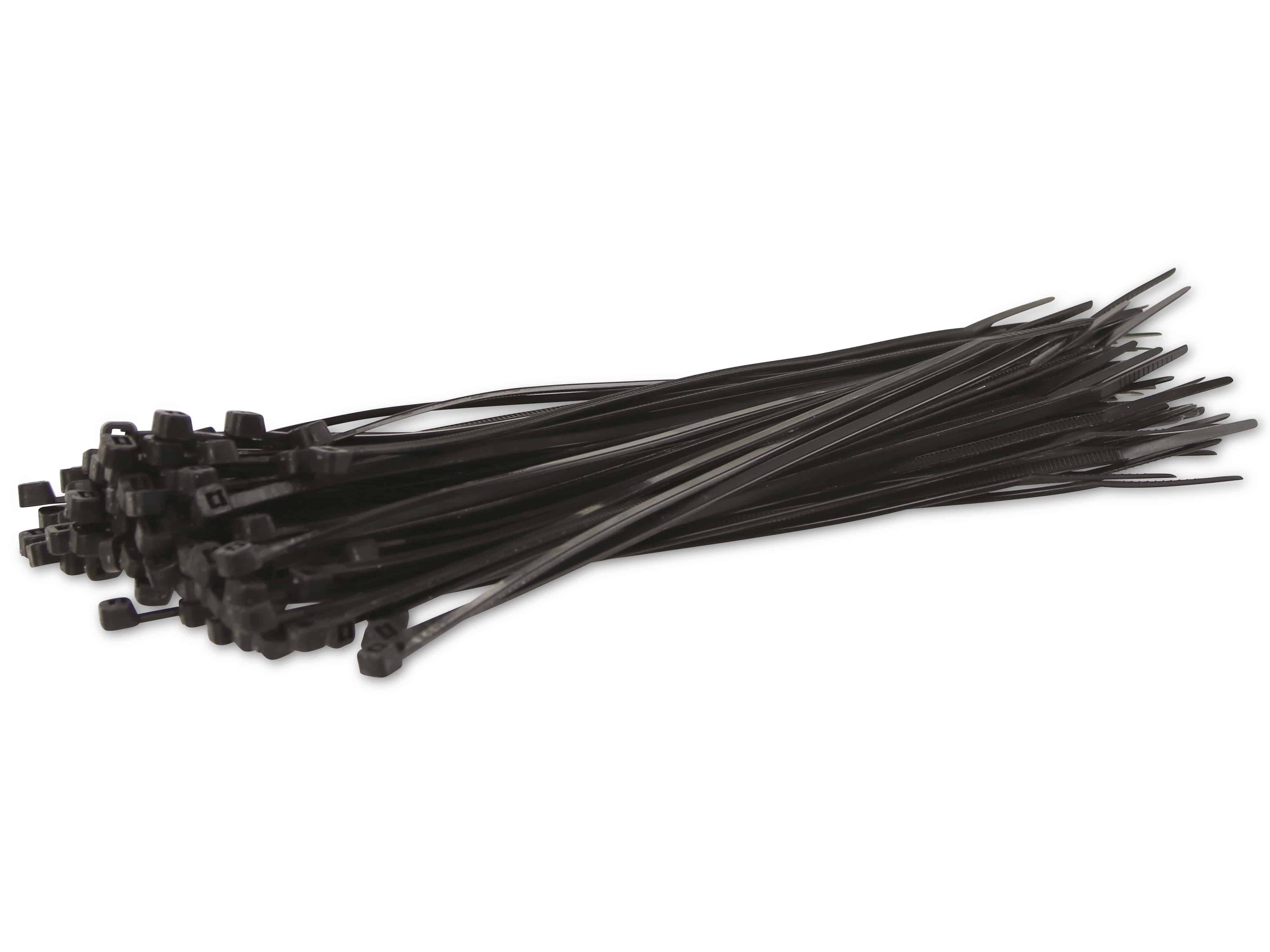 KSS Kabelbinder-Sortiment Polyamid 6.6, schwarz, 203x3,2, UV-beständig, 100 Stück