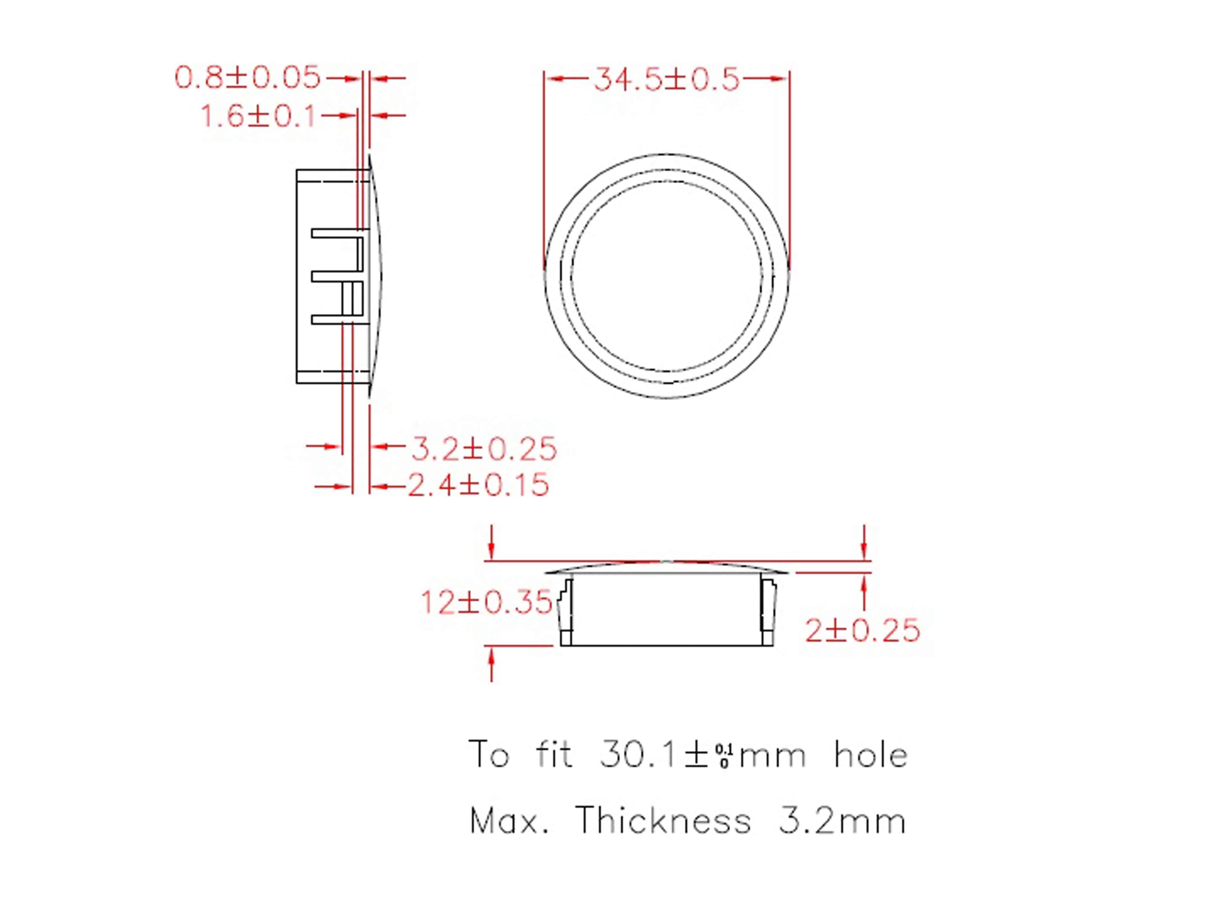 KSS Lochabdeckung Polyamid 6.6, schwarz, für Loch 30,1, Abdeckung-Ø 34,5, 1 Stück