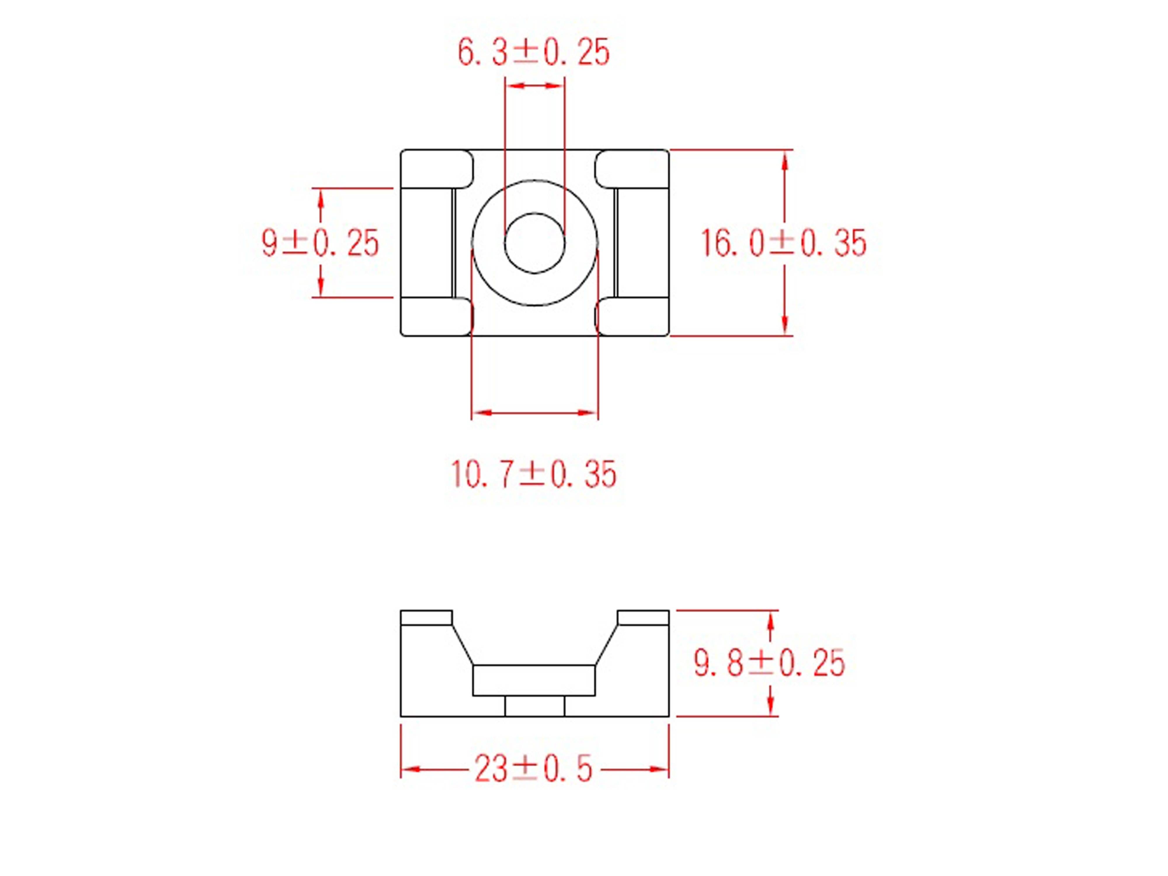 KSS Befestigungssockel schraubbar Polyamid 6.6, Natur, Befestigungsloch 6,3, L=23, B=16, 1 Stück