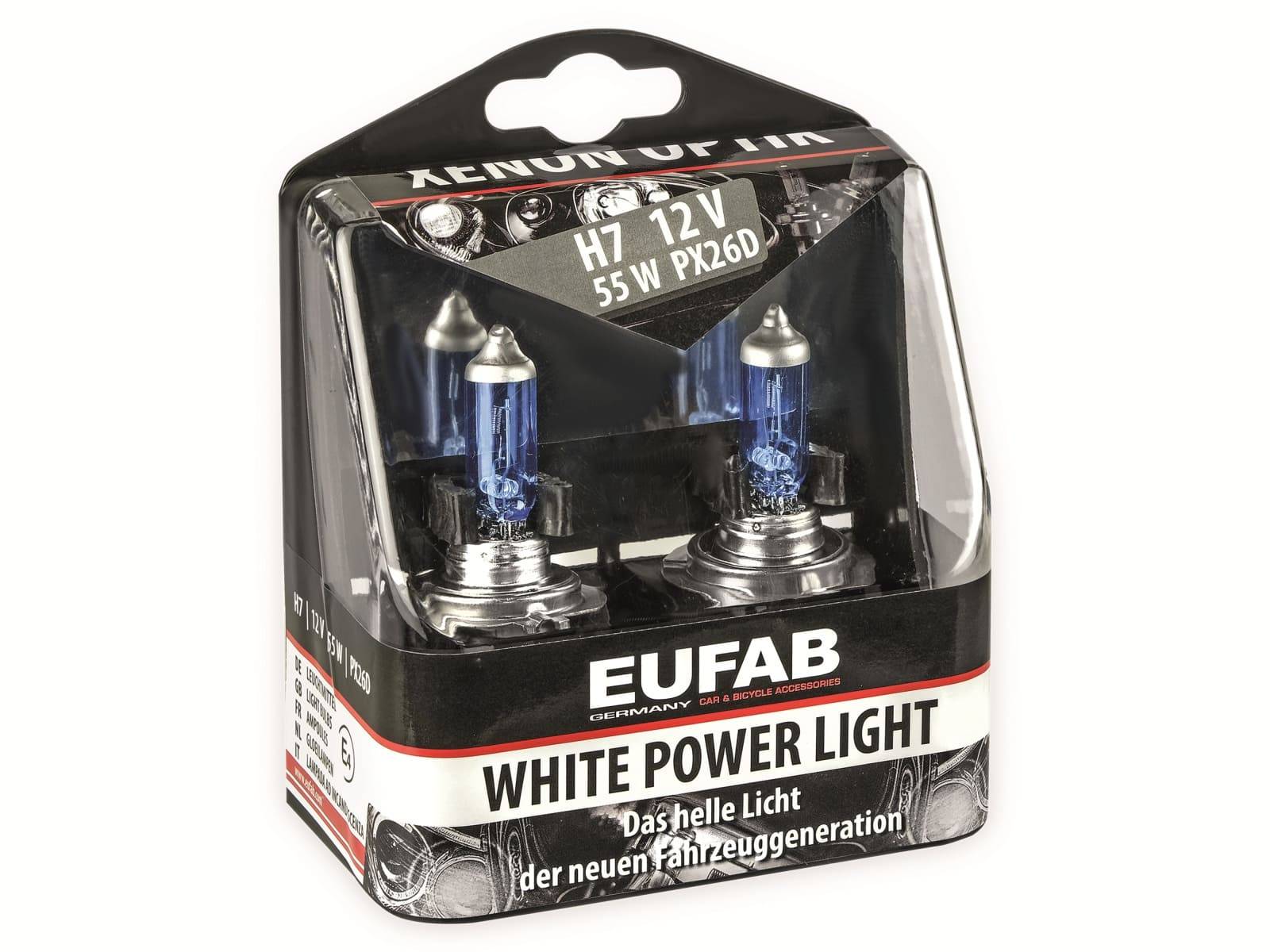EUFAB White Power Light H7, 12V, 55W, PX26D, 2 Stück