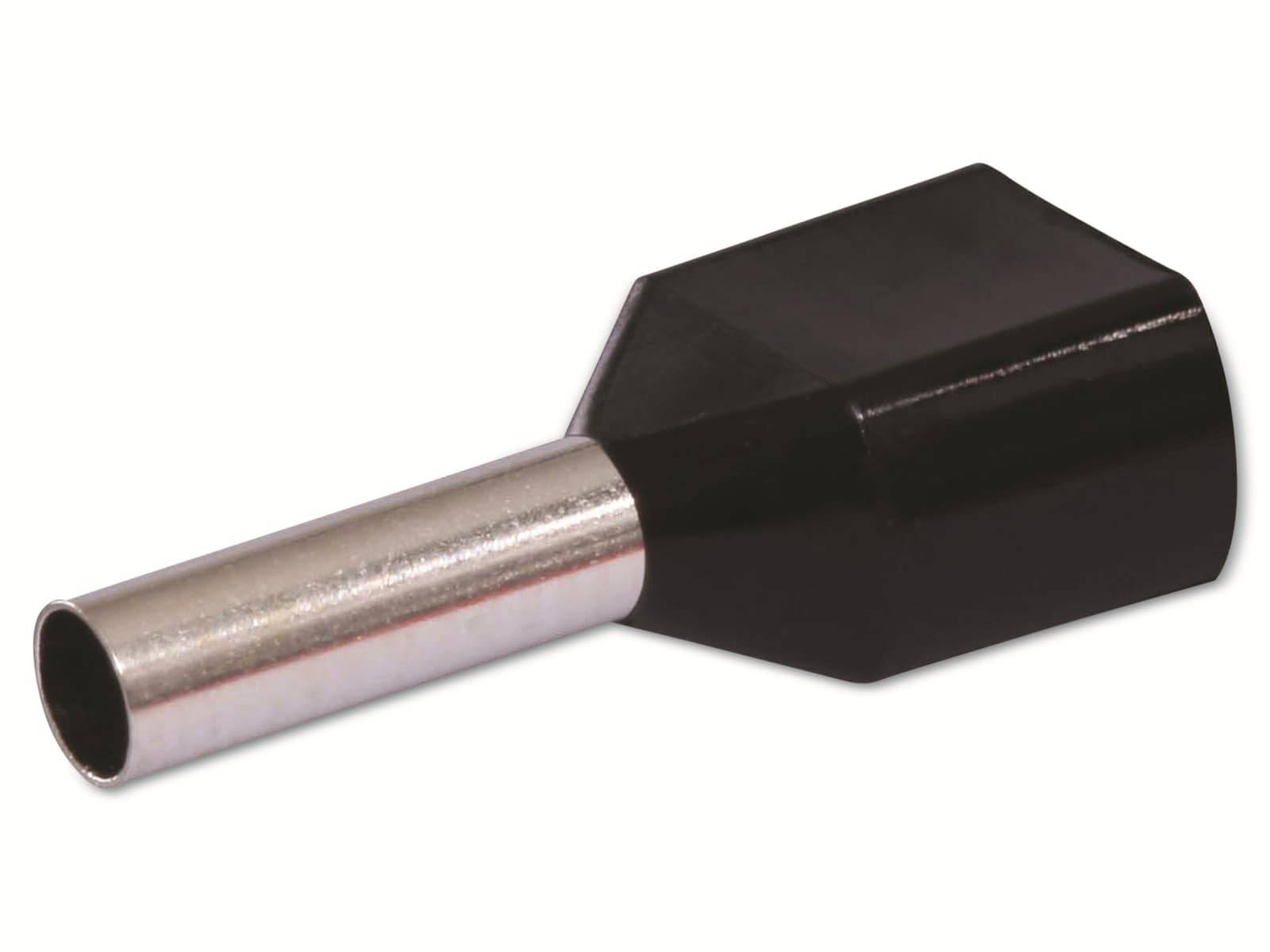 QUADRIOS Zwillings-Aderendhülse 22C436, 1,5 mm², Schwarz, Teilisoliert, 100 Stück