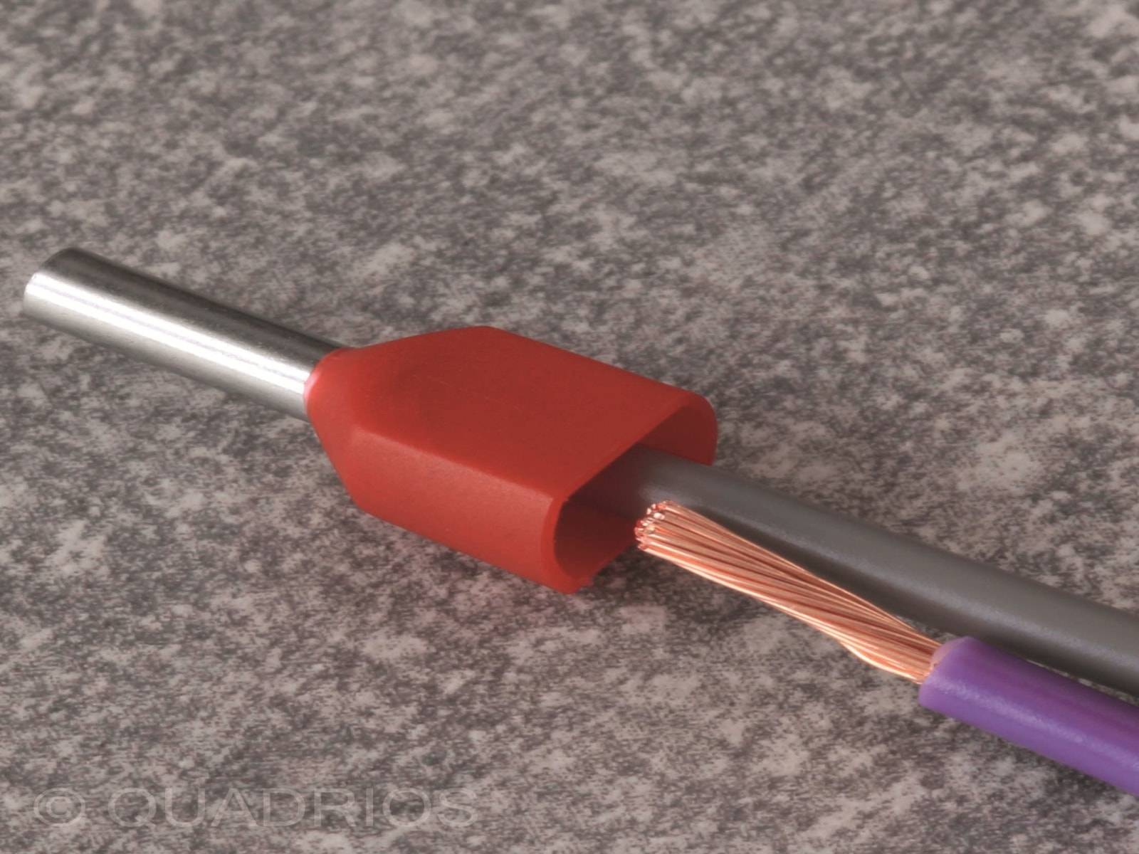 QUADRIOS Zwillings-Aderendhülse, 22C434, 0,75 mm², Grau, Teilisoliert, 100 Stück