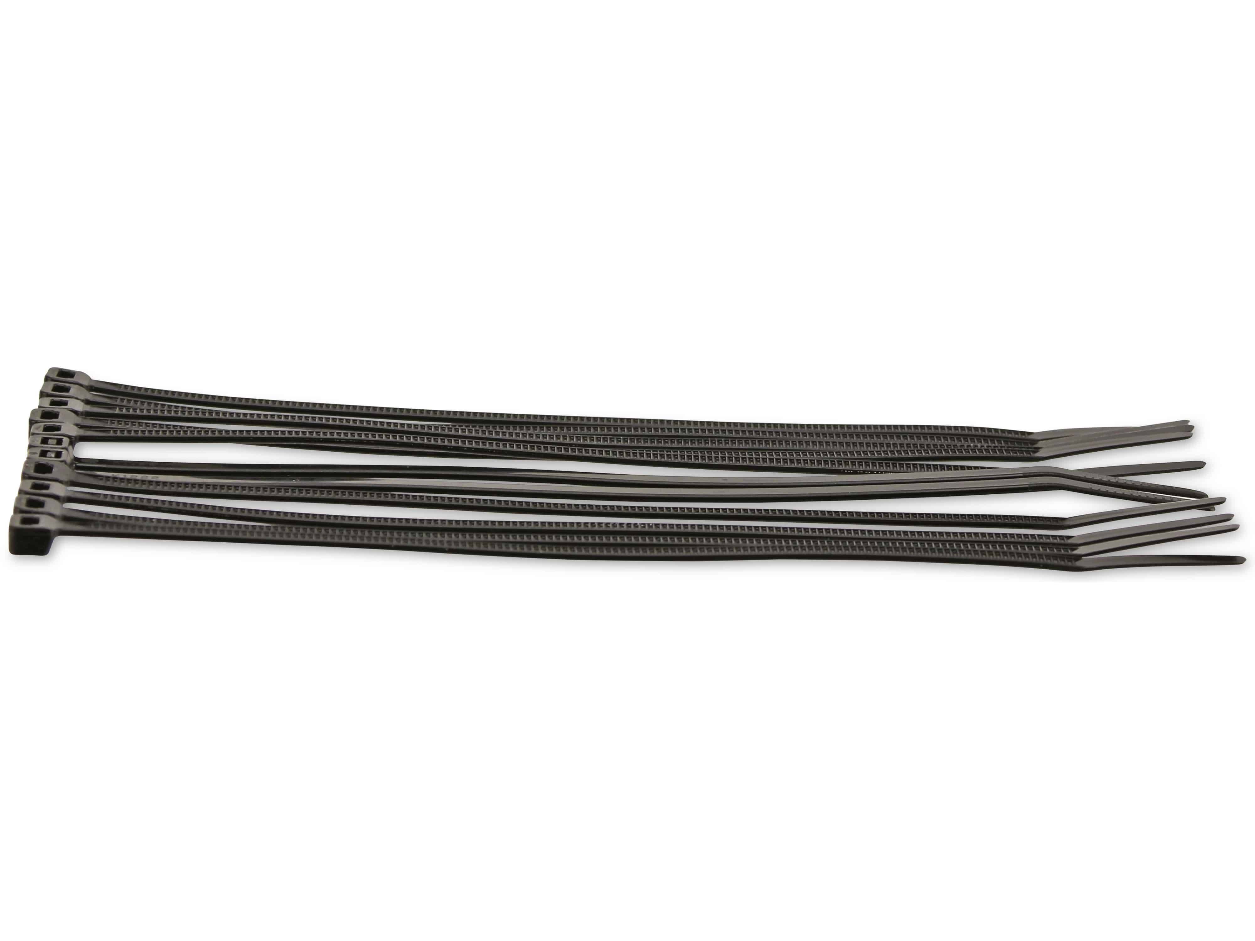 KSS Kabelbinder-Sortiment Polyamid 6.6, schwarz, 250x4,8, UV-beständig, 100 Stück