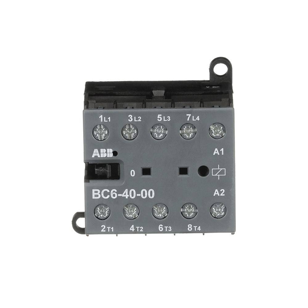 ABB BC6-40-00' Kontaktblock mit beschrifteten Anschlusspunkten.