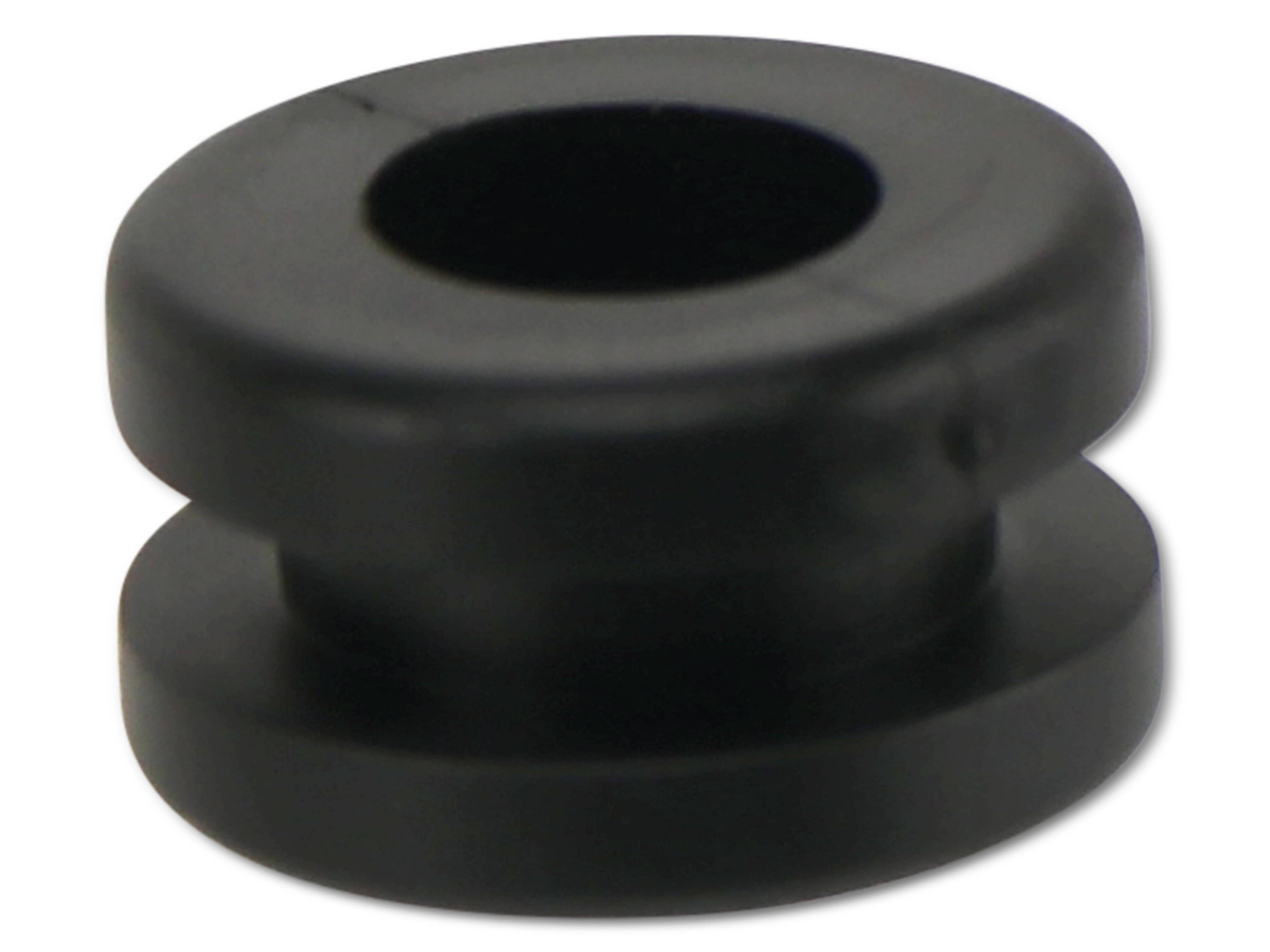 KSS Kabeldurchführungstülle PVC, schwarz, Plattenstärke 3, Loch-Ø 7,8, offen, 1 Stück