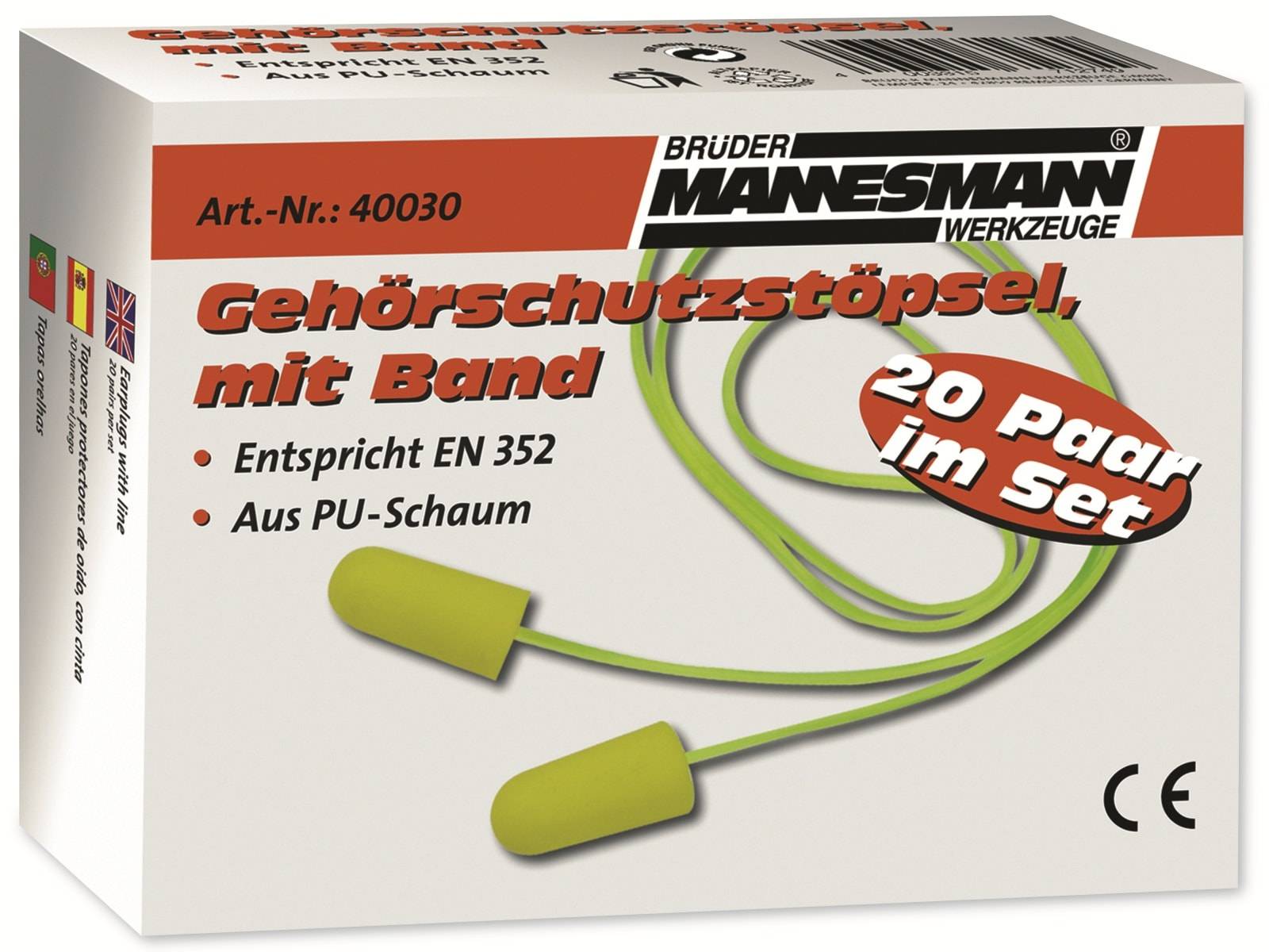 BRÜDER MANNESMANN Gehörschutz-Stöpsel mit Band