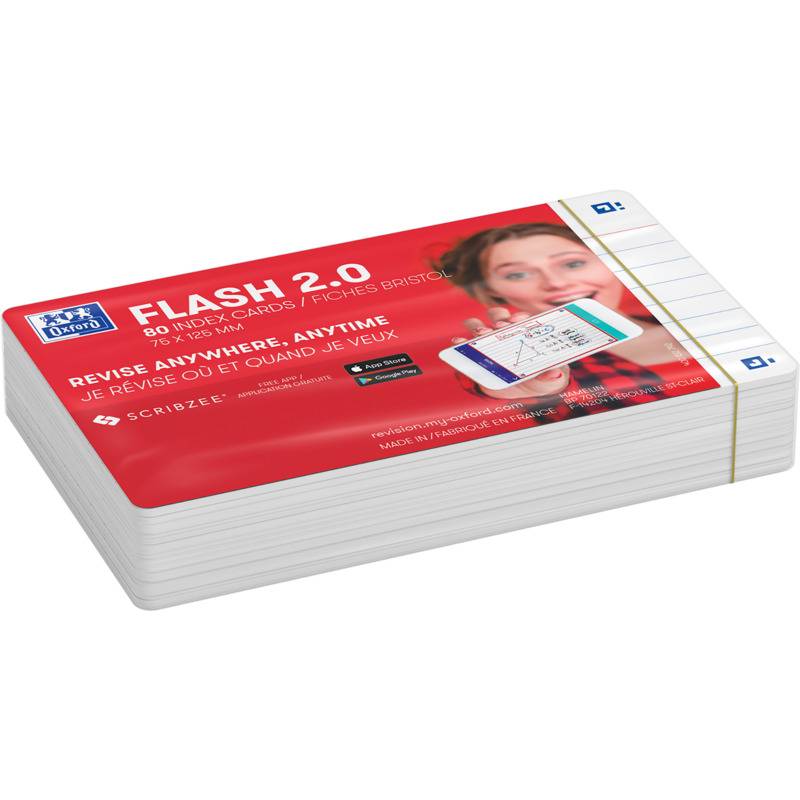 Oxford Karteikarten "Flash 2.0", 75 x 125 mm, liniert, weiß