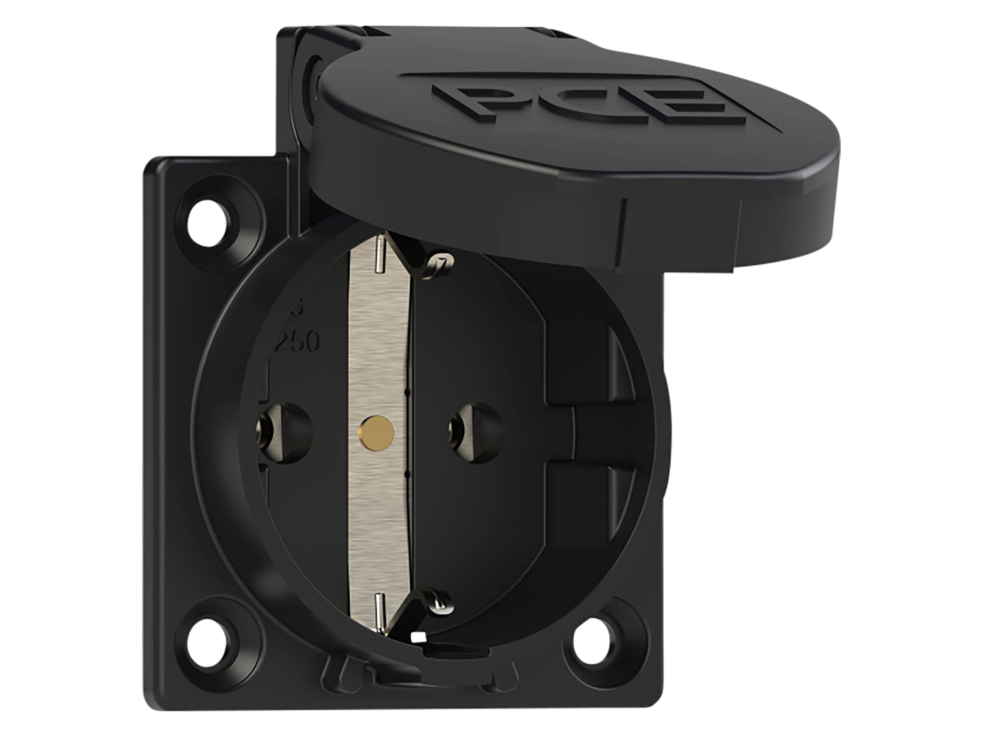 PCE Schutzkontaktsteckdose P-Nova Plus, schwarz, IP54