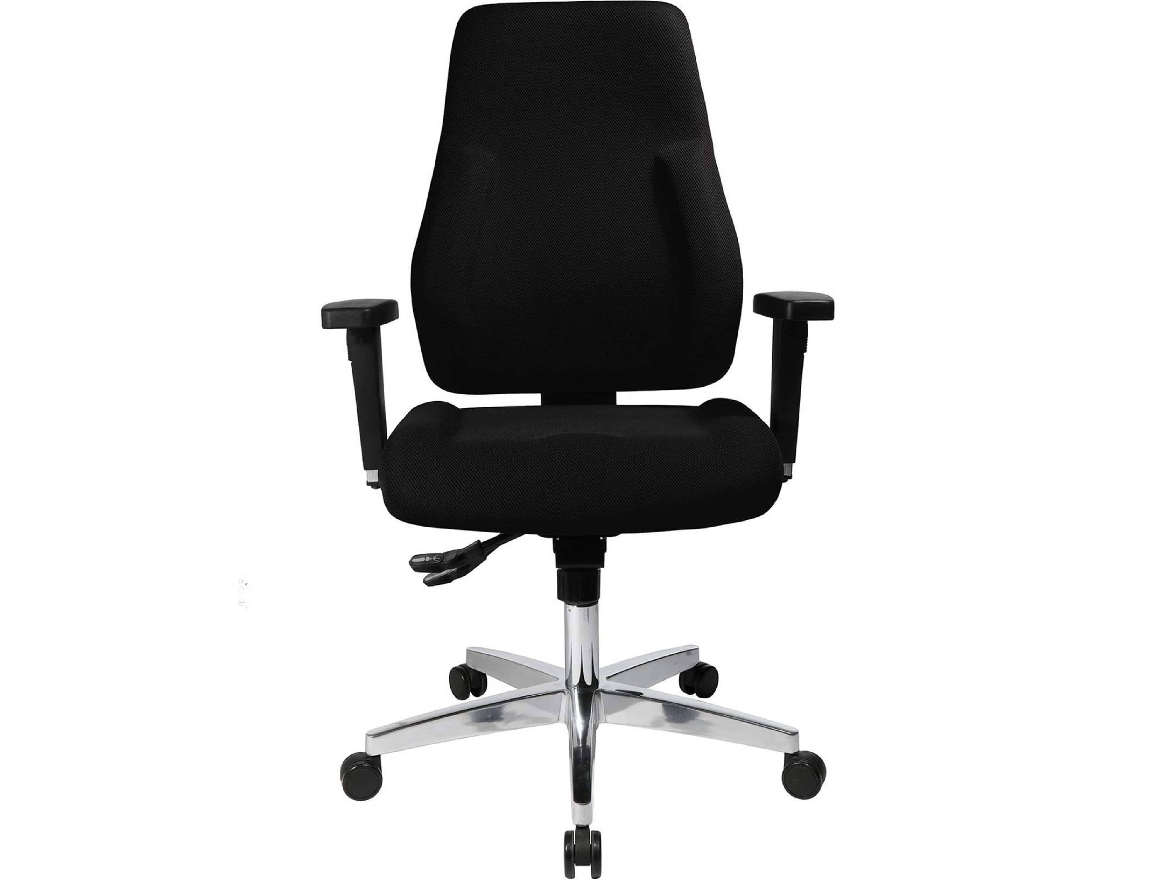 Bürodrehstuhl P91 - schwarz mit Armlehnen Sicherheitsdoppelrollen für Teppichböd.