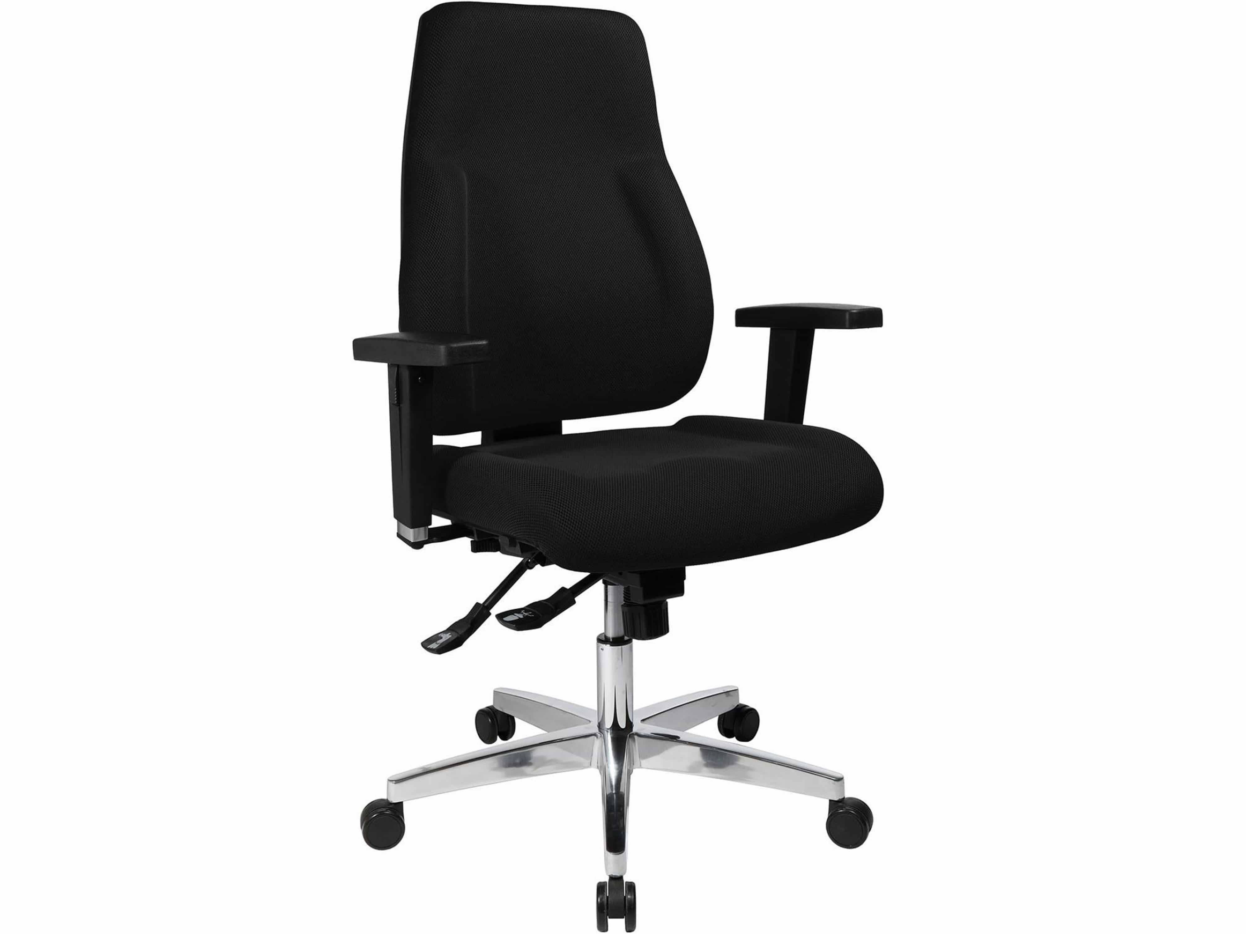 Bürodrehstuhl P91 - schwarz mit Armlehnen Sicherheitsdoppelrollen für Teppichböd.