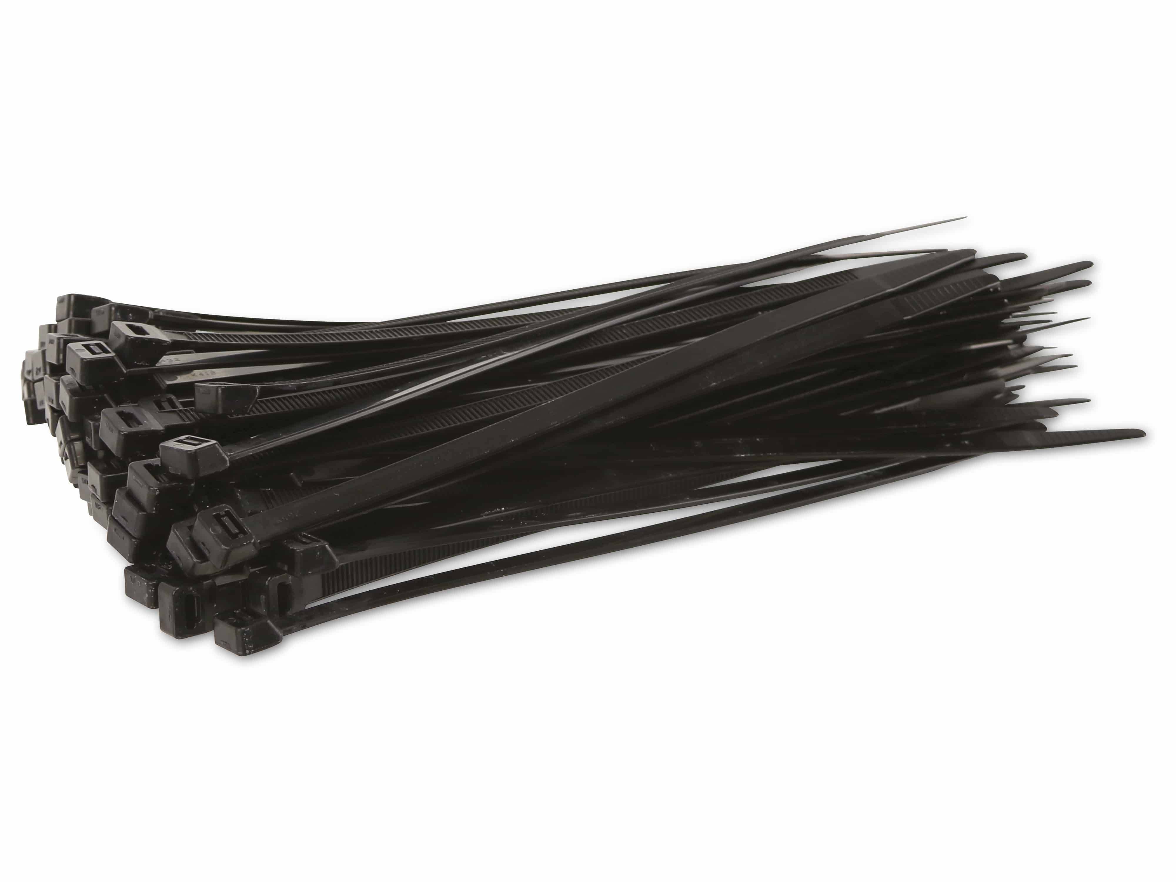 KSS Kabelbinder-Sortiment Polyamid 6.6, schwarz, 240x7,6, UV-beständig, 100 Stück