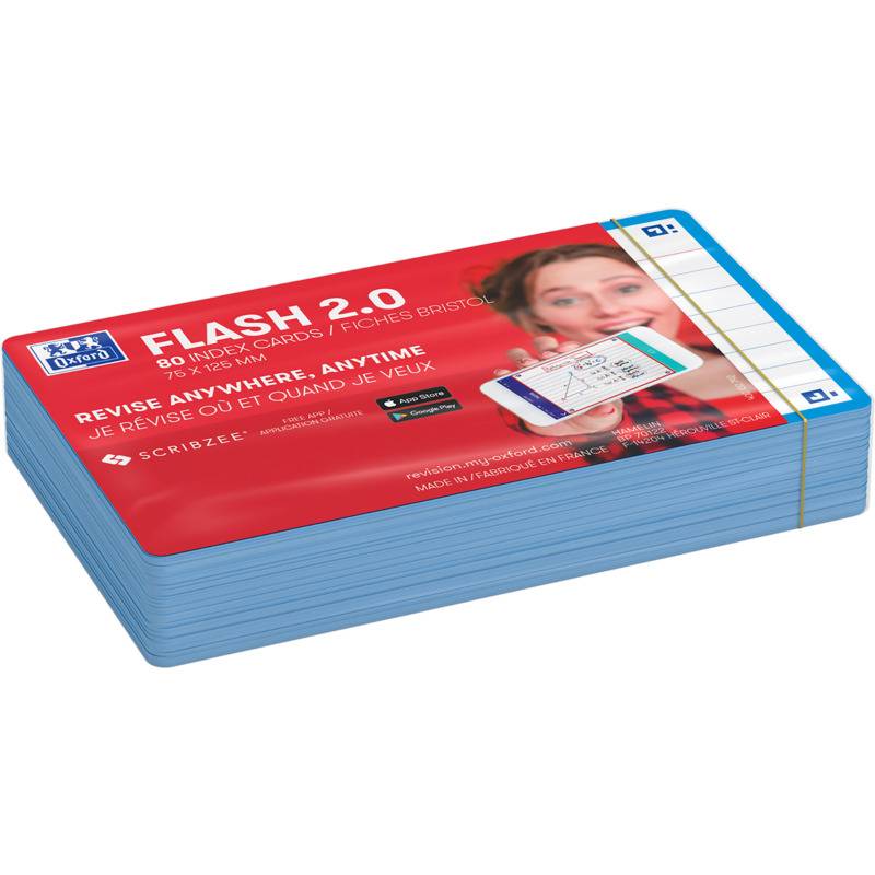 Oxford Karteikarten "Flash 2.0", 75x125 mm, liniert, türkis