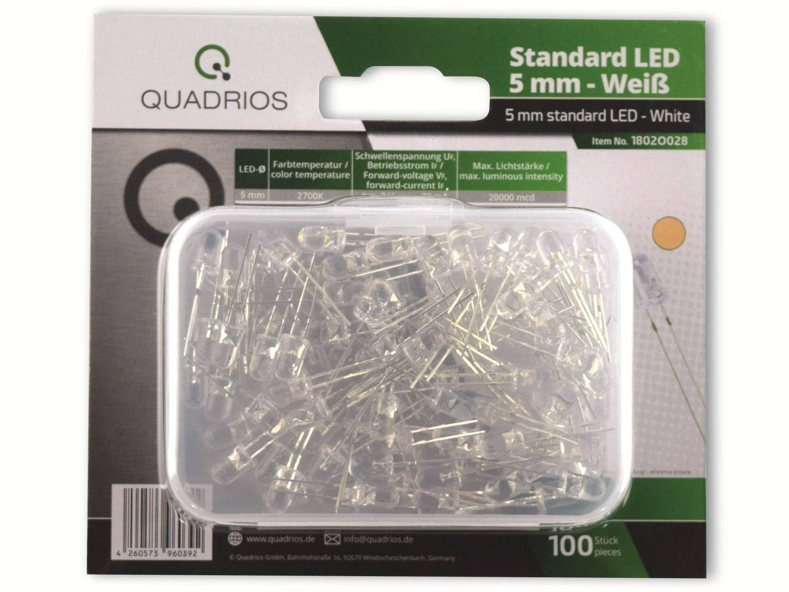 QUADRIOS LED Sortiment 1802O028, 5 mm, warmweiß, 100 Stück