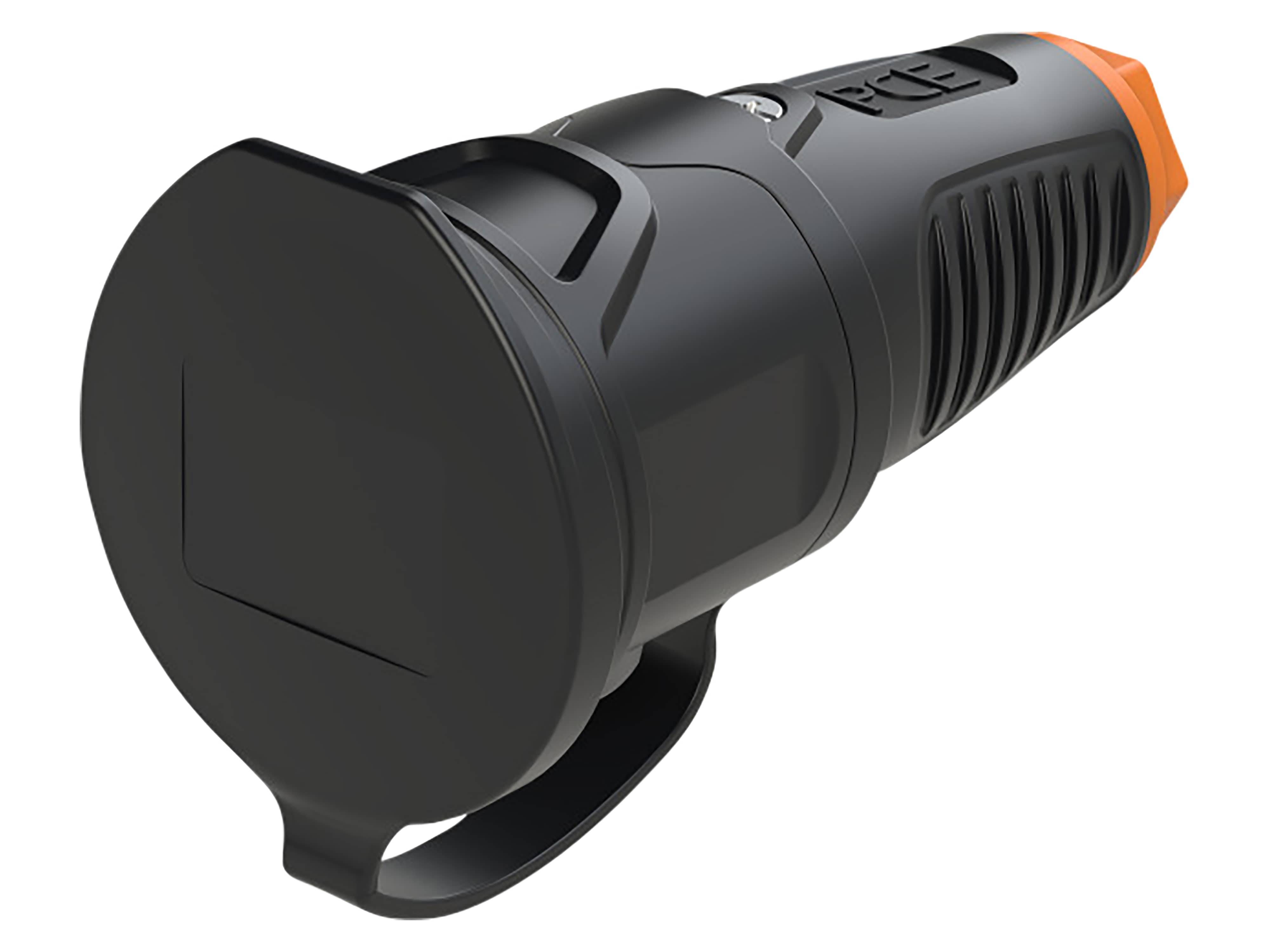 PCE Gummi-Schutzkontaktkupplung Taurus2, mit Deckel, schwarz/orange