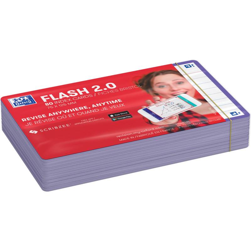 Oxford Karteikarten "Flash 2.0", 75x125 mm, liniert, violett