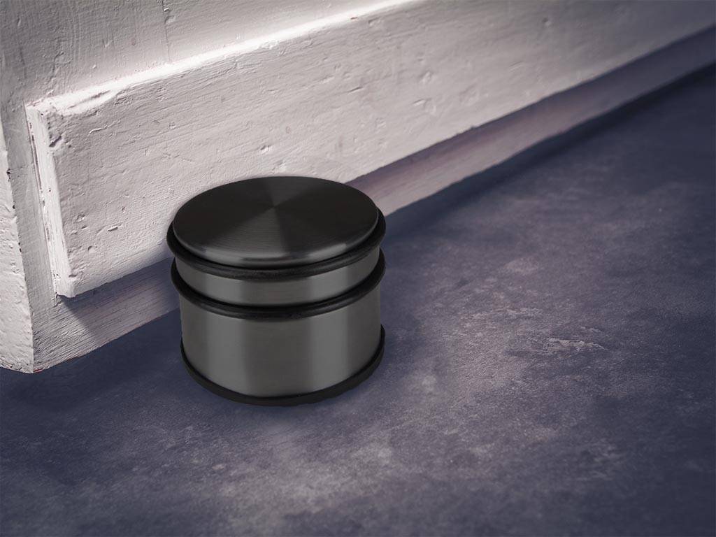 Perel Türstopper mit Gummiring zum Schutz, 9x7.5cm, 1kg, Silber