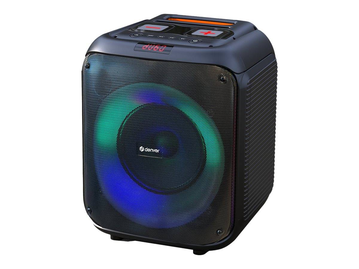Denver BPS-250 - Bluetooth Party Lautsprecher 400W mit LED Lichtshow Mikrofon-Eingang Akku 8 Zoll Woofer