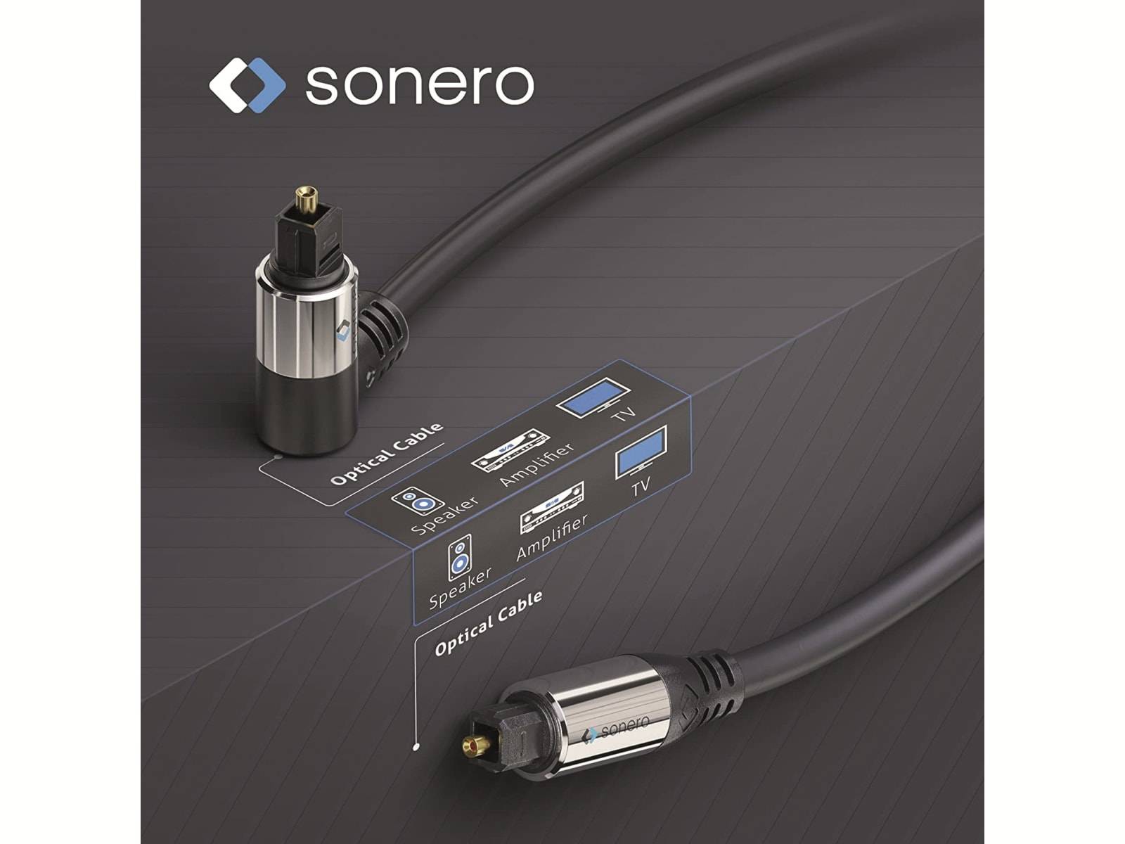 SONERO Lichtleiter-Kabel, 10 m, schwarz, 1x90° Stecker