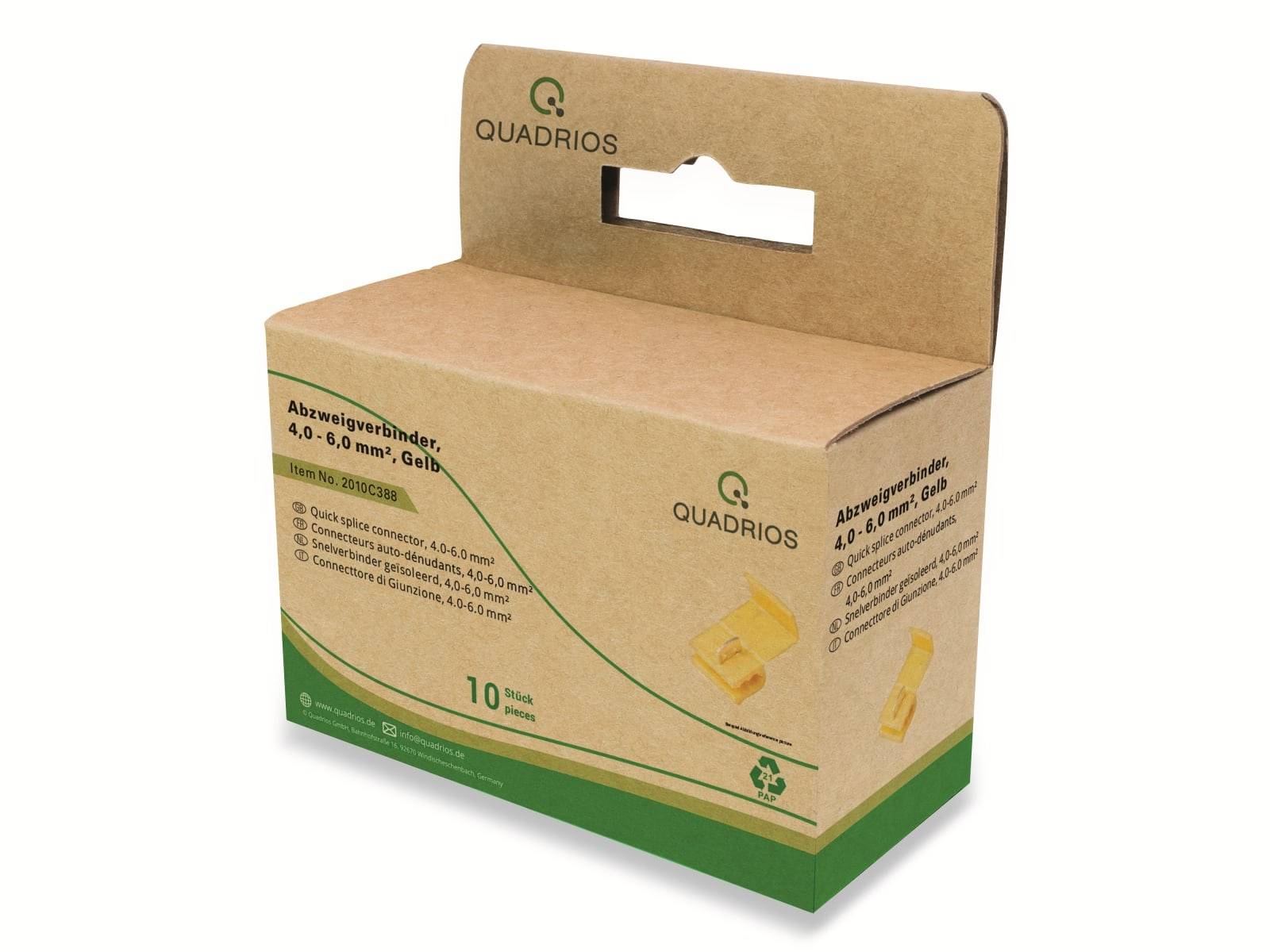 QUADRIOS Kabelverbinder 2010C388, Gelb, 4.0 - 6.0 mm², 10 Stück