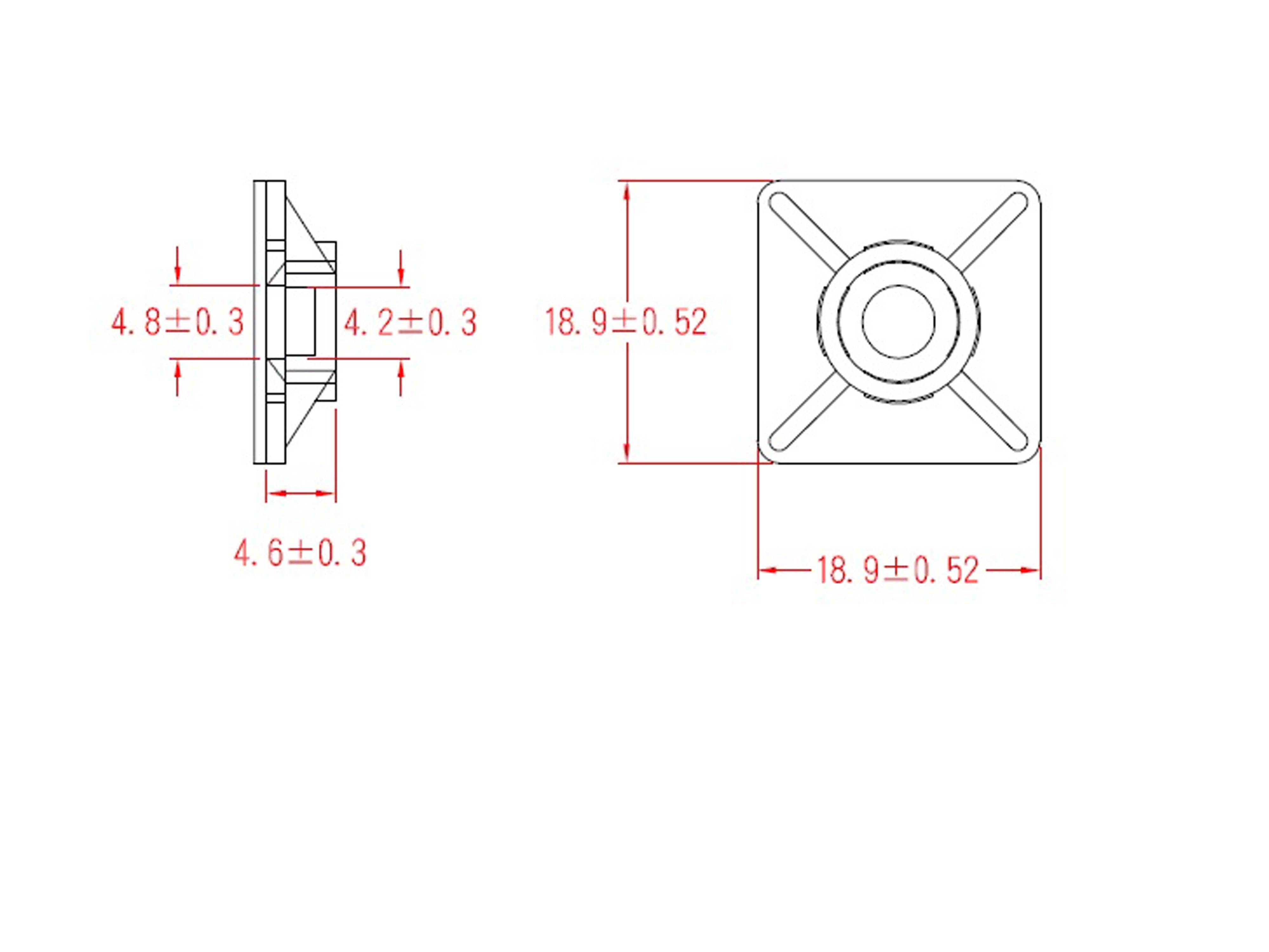 KSS Befestigungssockel selbstklebend Polyamid 6.6, Natur, L=18,9, B=18,9, 1 Stück