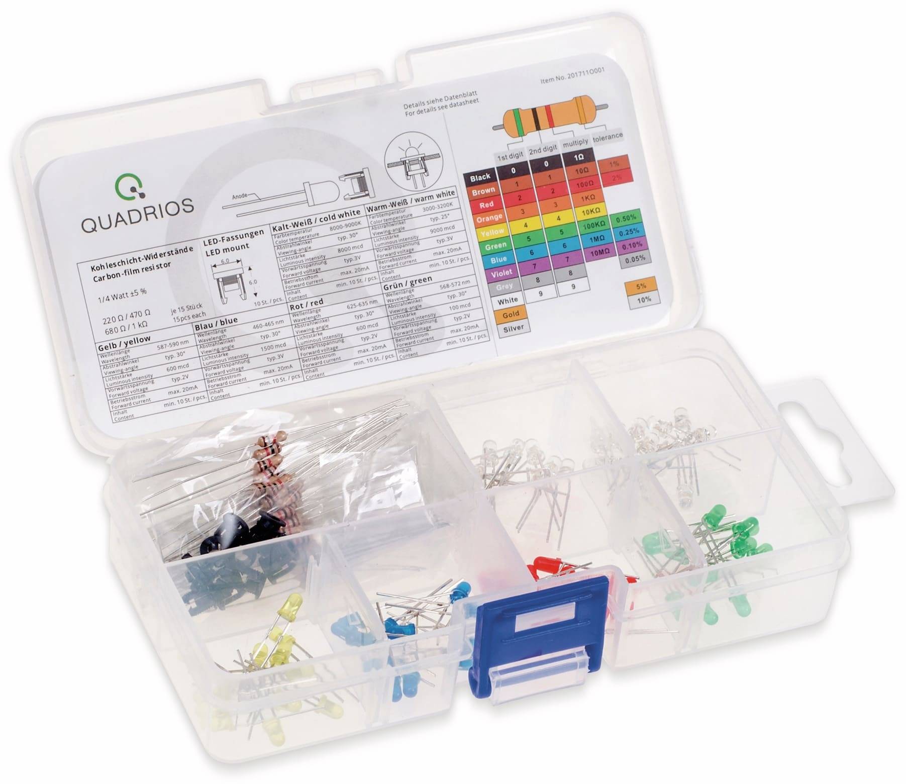 QUADRIOS Standard LED-Set 201711O00, 1, 3 mm, Diffus, Klar, 130 Stück