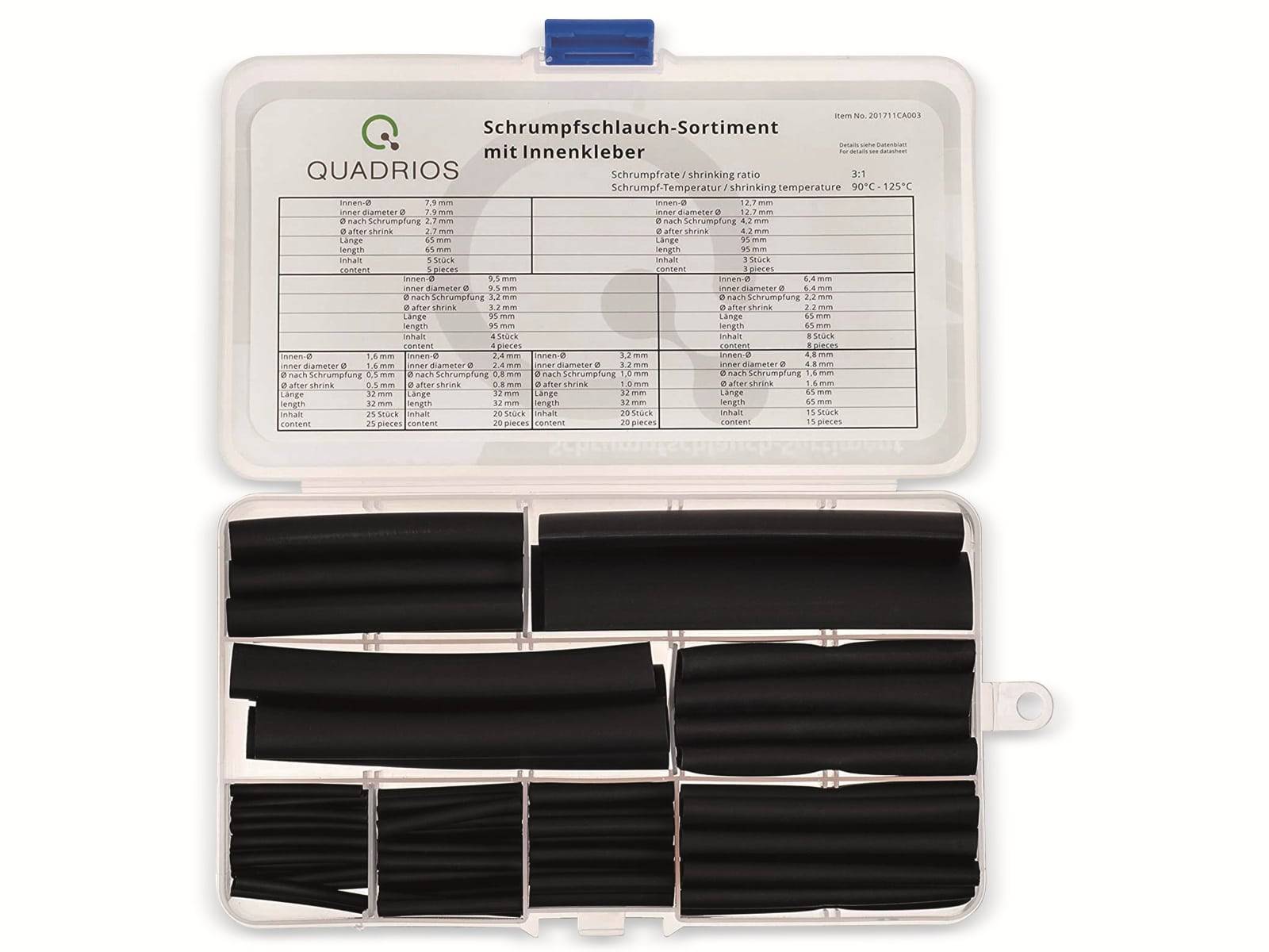QUADRIOS Schrumpfschlauch-Set, 201711CA003, 3:1, Schwarz, PE, mit Innenkleber