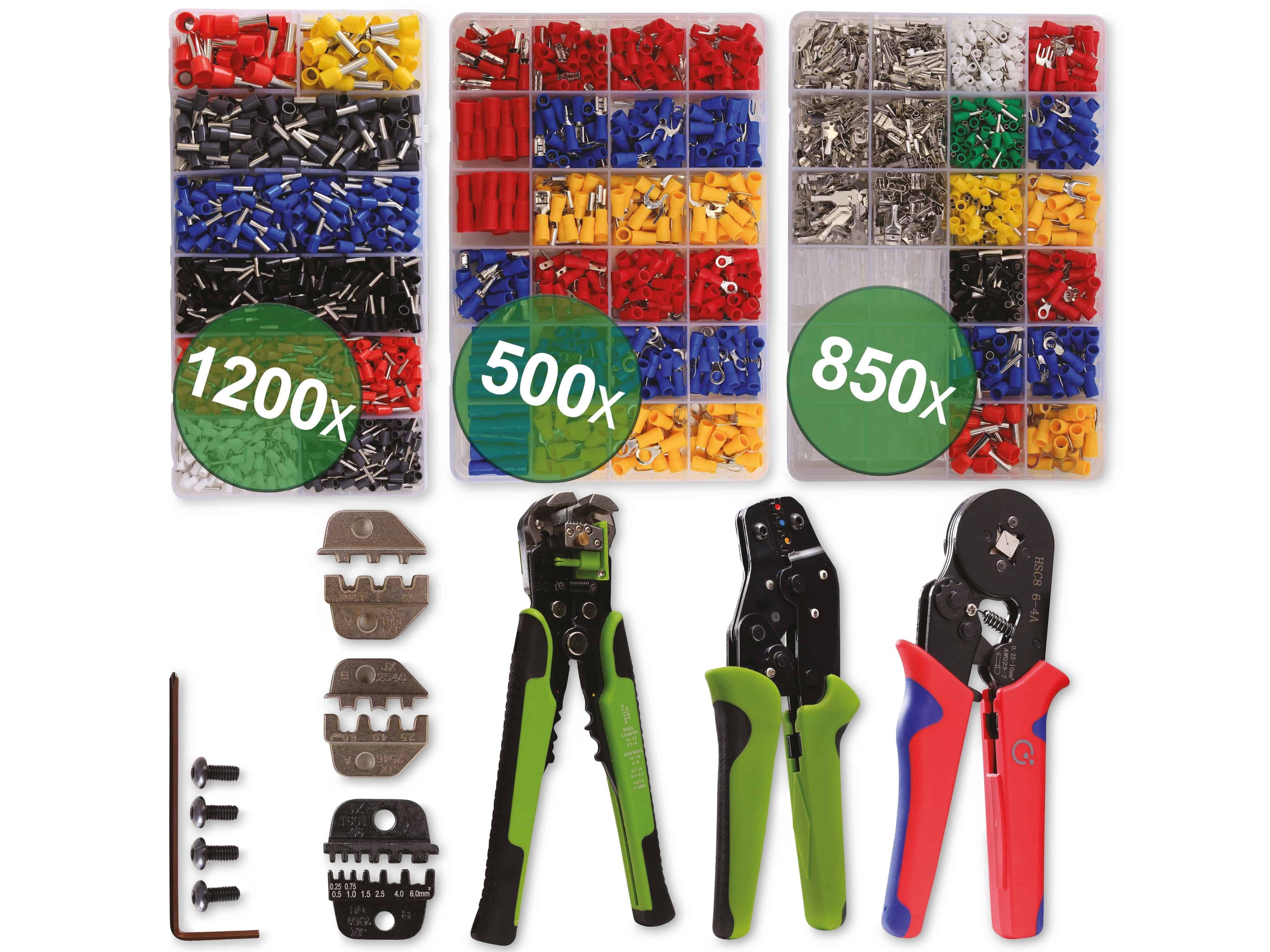 QUADRIOS Zangen-Set 22T016, Maxi mit Zubehör, 1200x Aderendhülsen