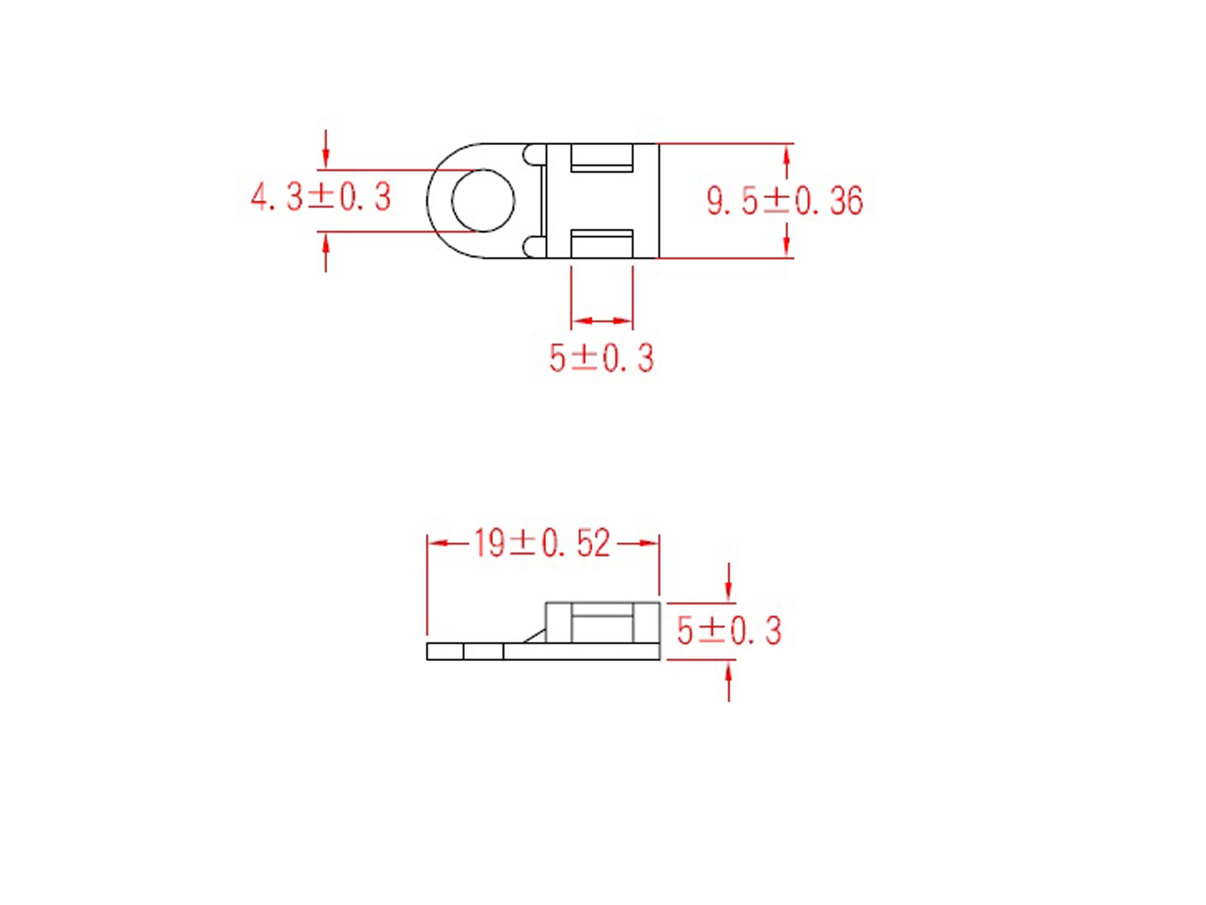 KSS Befestigungssockel schraubbar Polyamid 6.6, Natur, Befestigungsloch 4,3, L=19, B=9,5, 1 Stück