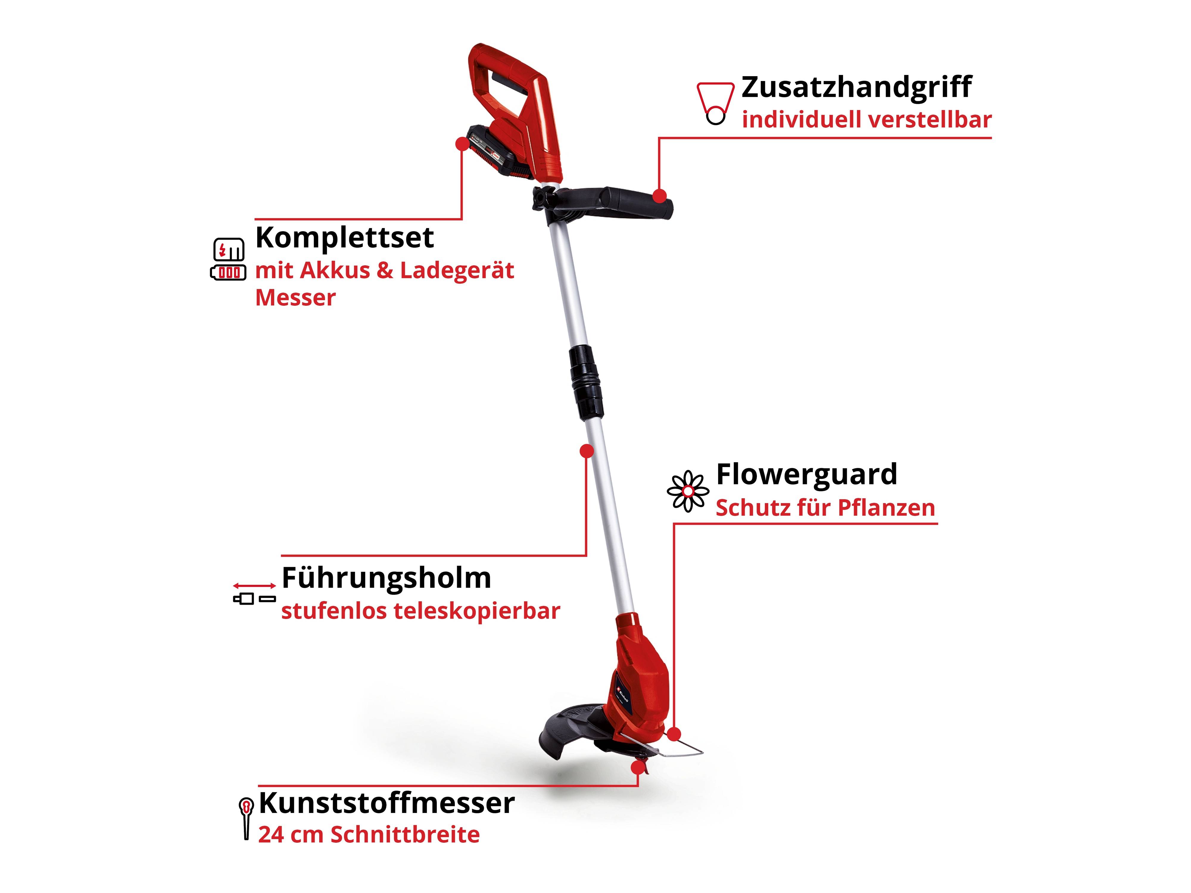 EINHELL Akku-Rasentrimmer GC-CT 18/24 Li mit 1x 2,0 Ah Akku