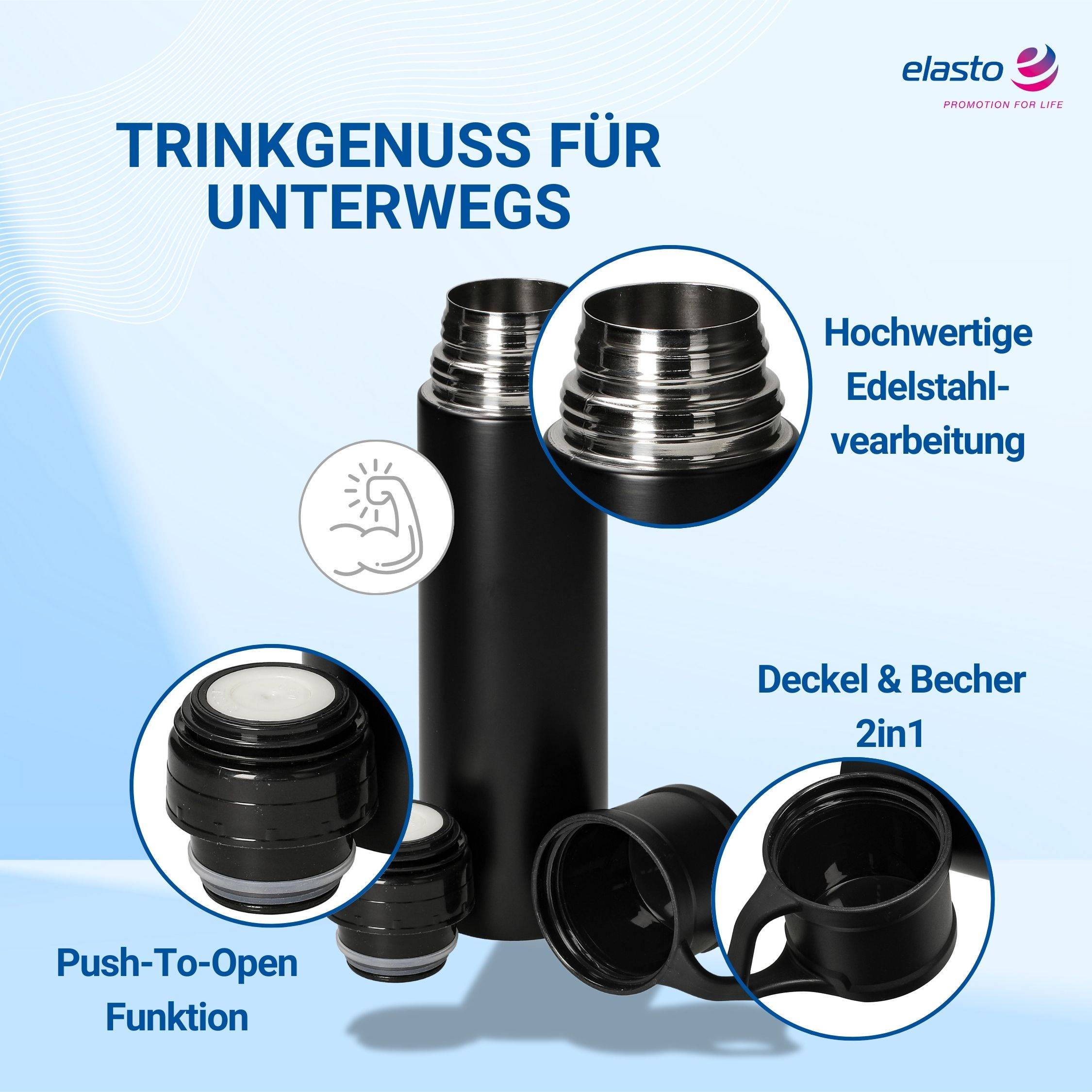 doppelwandige Vakuumflasche "Kibo" 500 ml schwarz