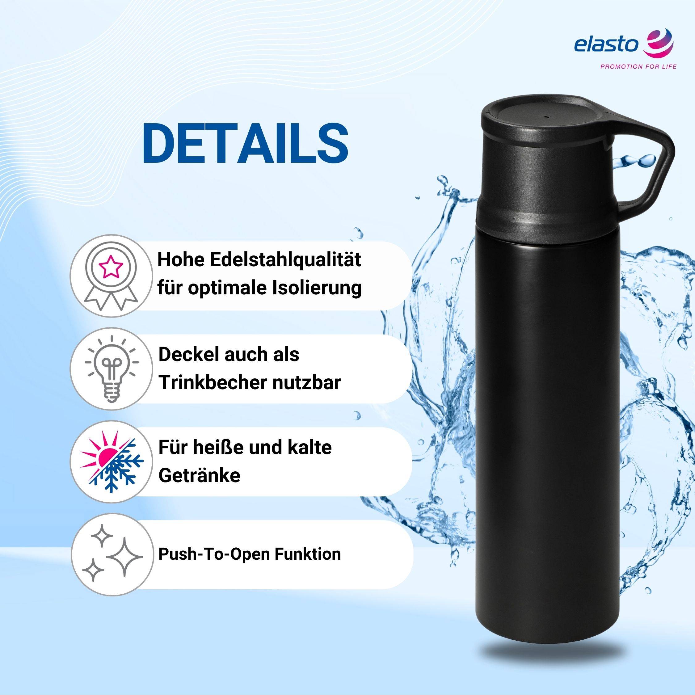 doppelwandige Vakuumflasche "Kibo" 500 ml schwarz