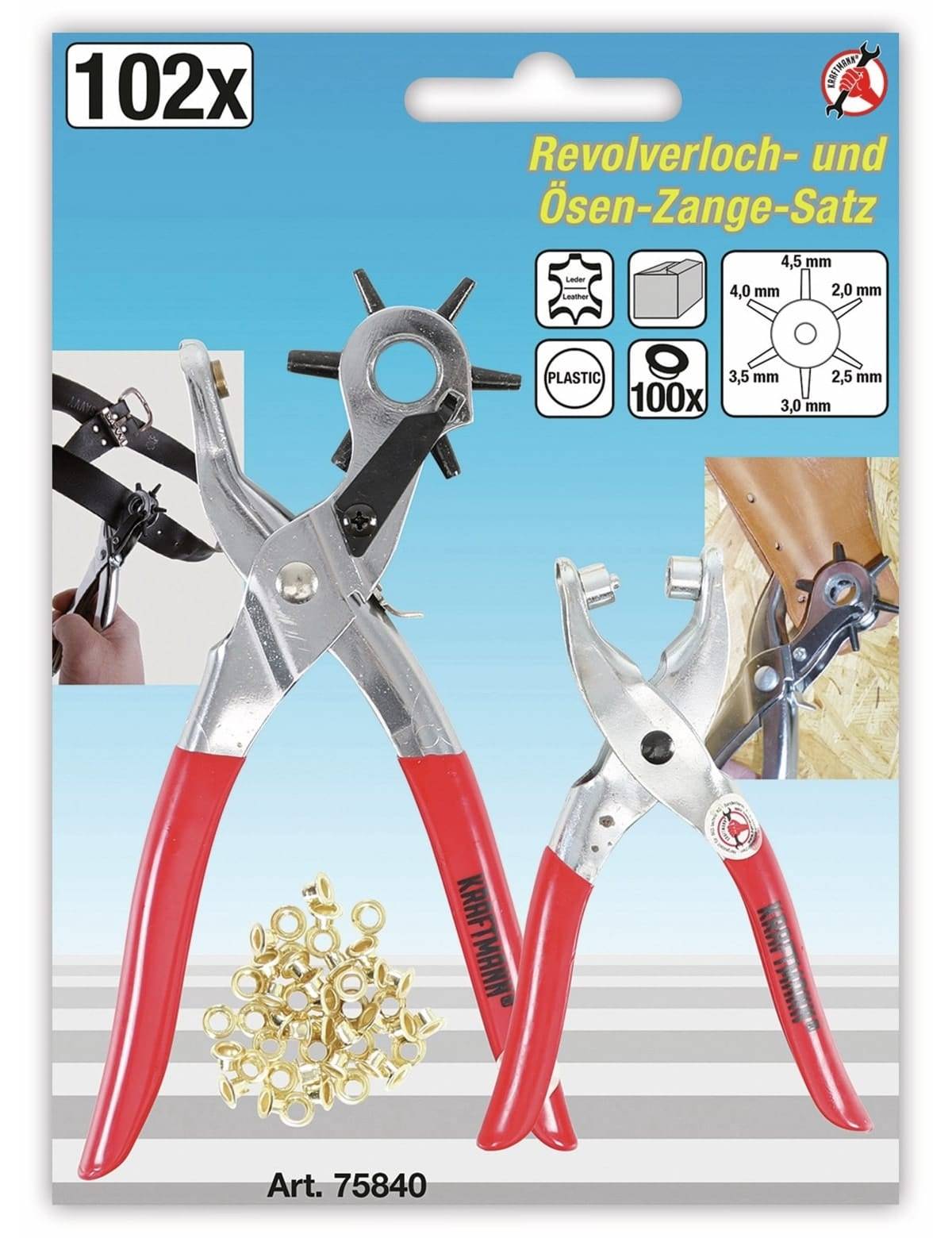 BGS TECHNIC Revolver-Loch-Zange und Nietzange 75840, 102 teilig
