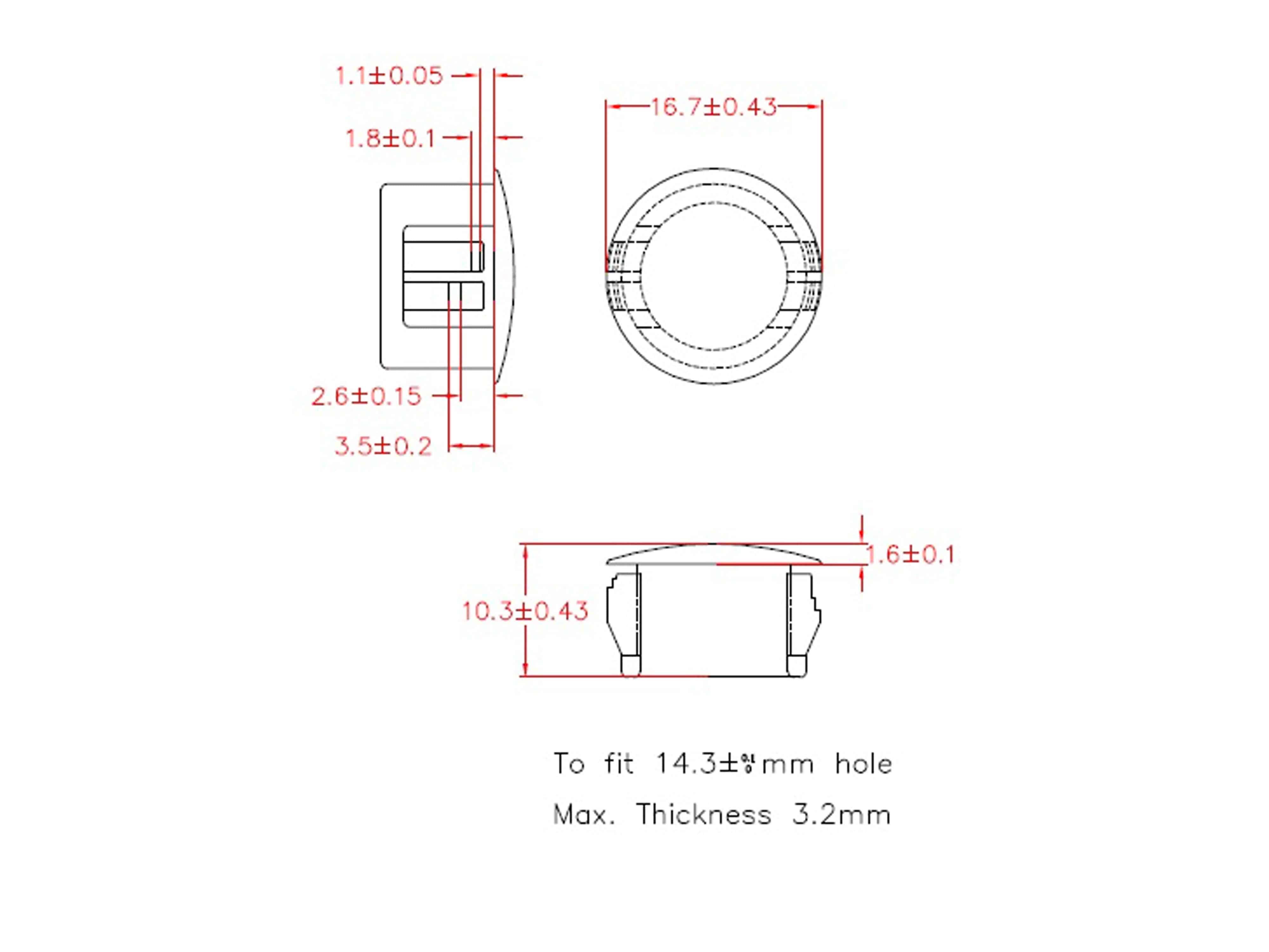 KSS Lochabdeckung Polyamid 6.6, schwarz, für Loch 14,3, Abdeckung-Ø 16,7, 1 Stück