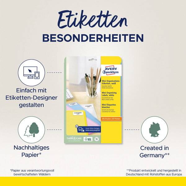 Etikett Mini 45,7x25,4mm A4 ILK weiß 4000 Stück