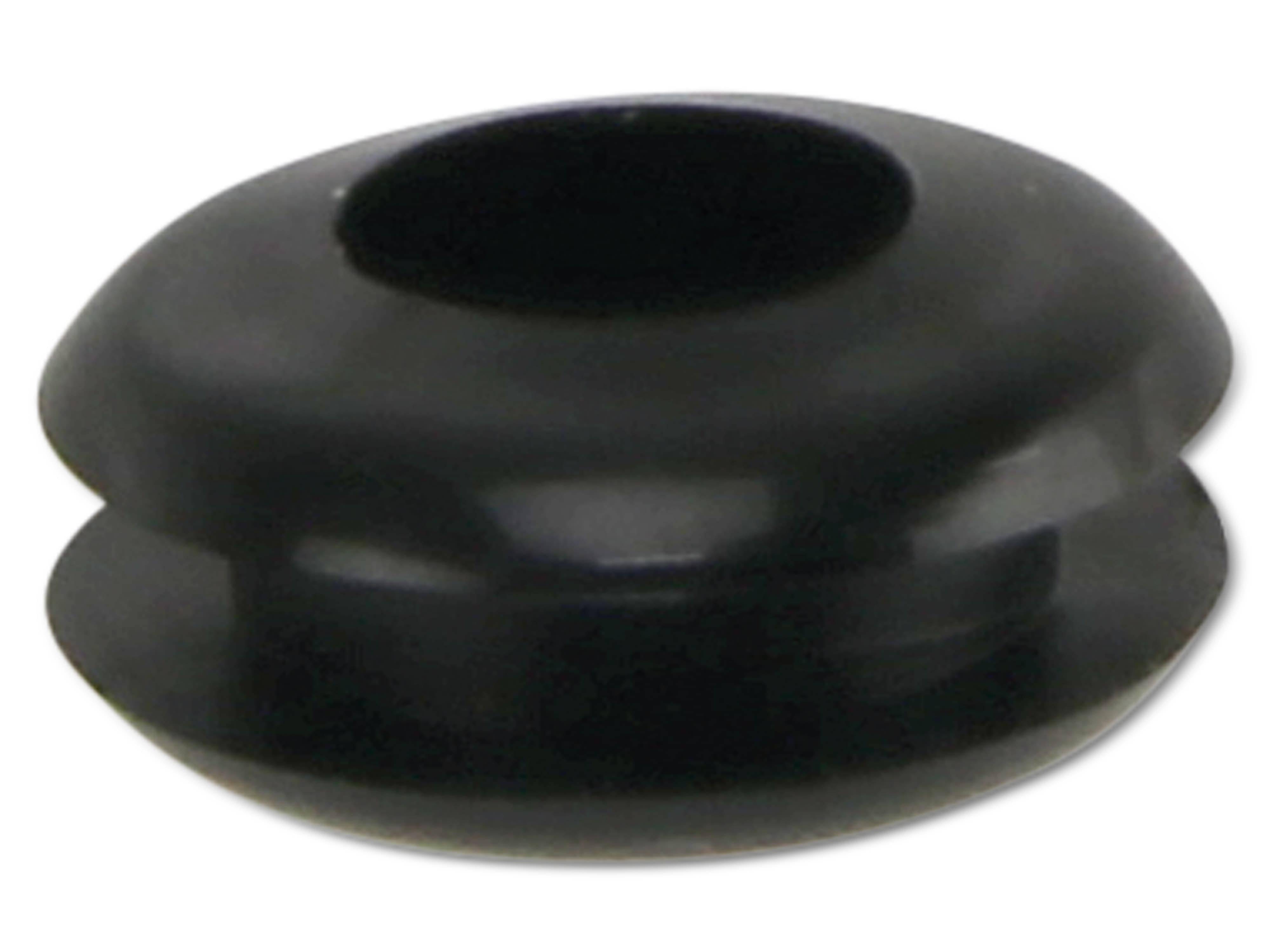 KSS Kabeldurchführungstülle PVC, schwarz, Plattenstärke 1,7, Loch-Ø 5, geschlossen, 1 Stück