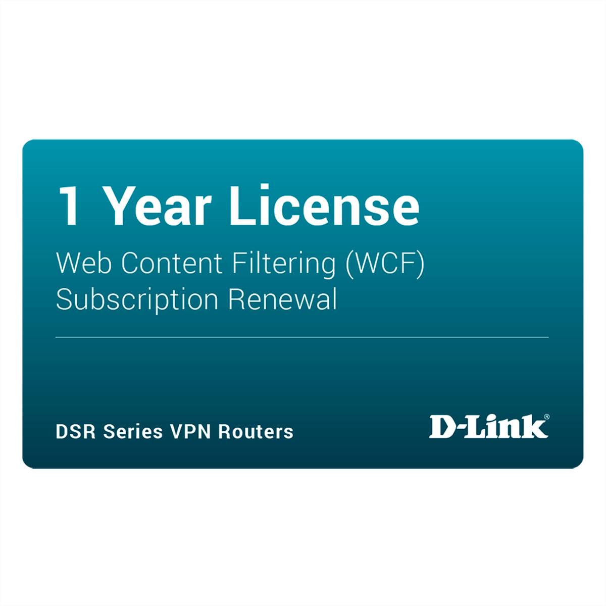 D-Link 1-Jahres-Lizenz für Web Content Filtering (WCF) Abonnementverlängerung für DSR Series VPN Router.